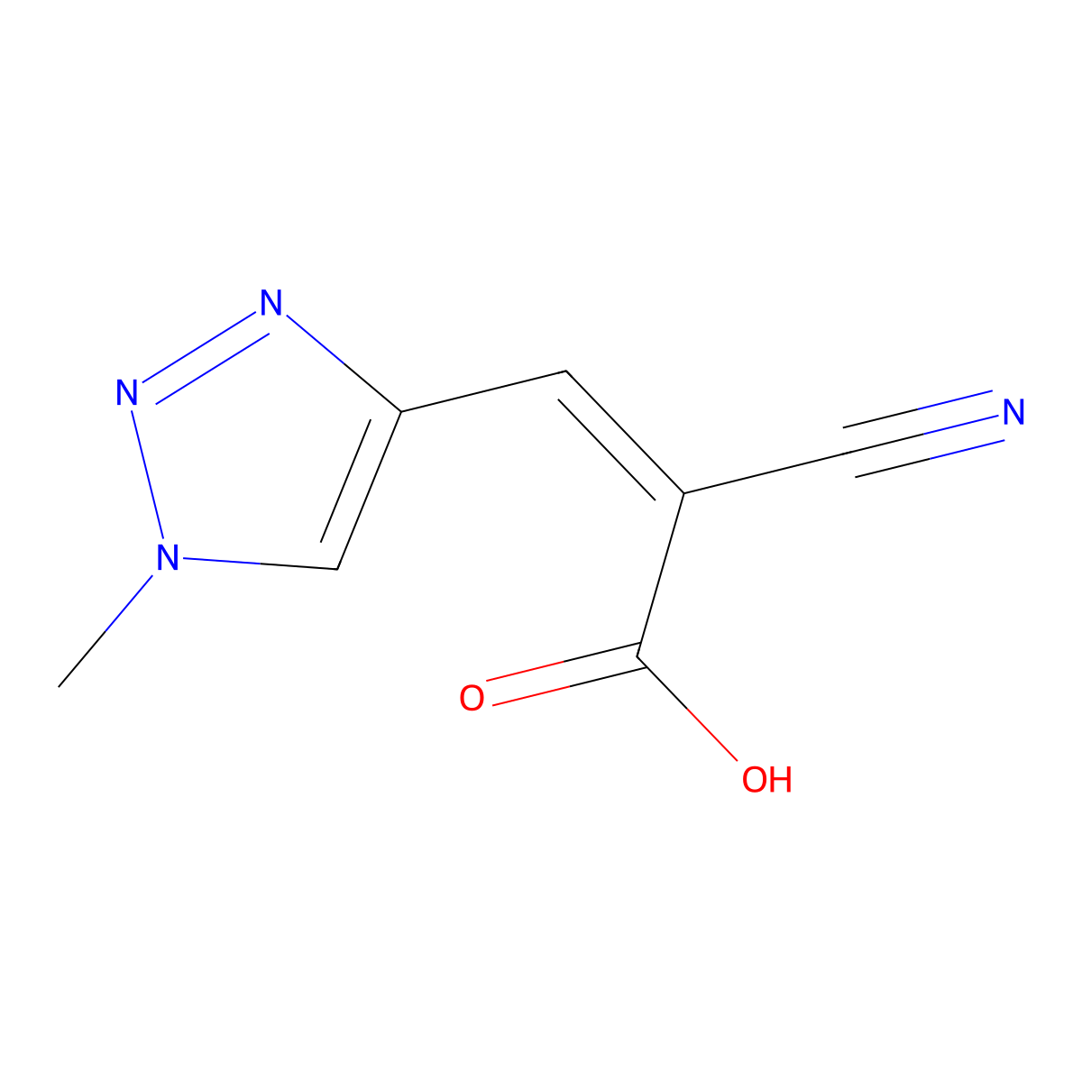 (E)-2-cyano-3-(1-methyltriazol-4-yl)prop-2-enoic acid molecular structure, CAS 1883190-87-1