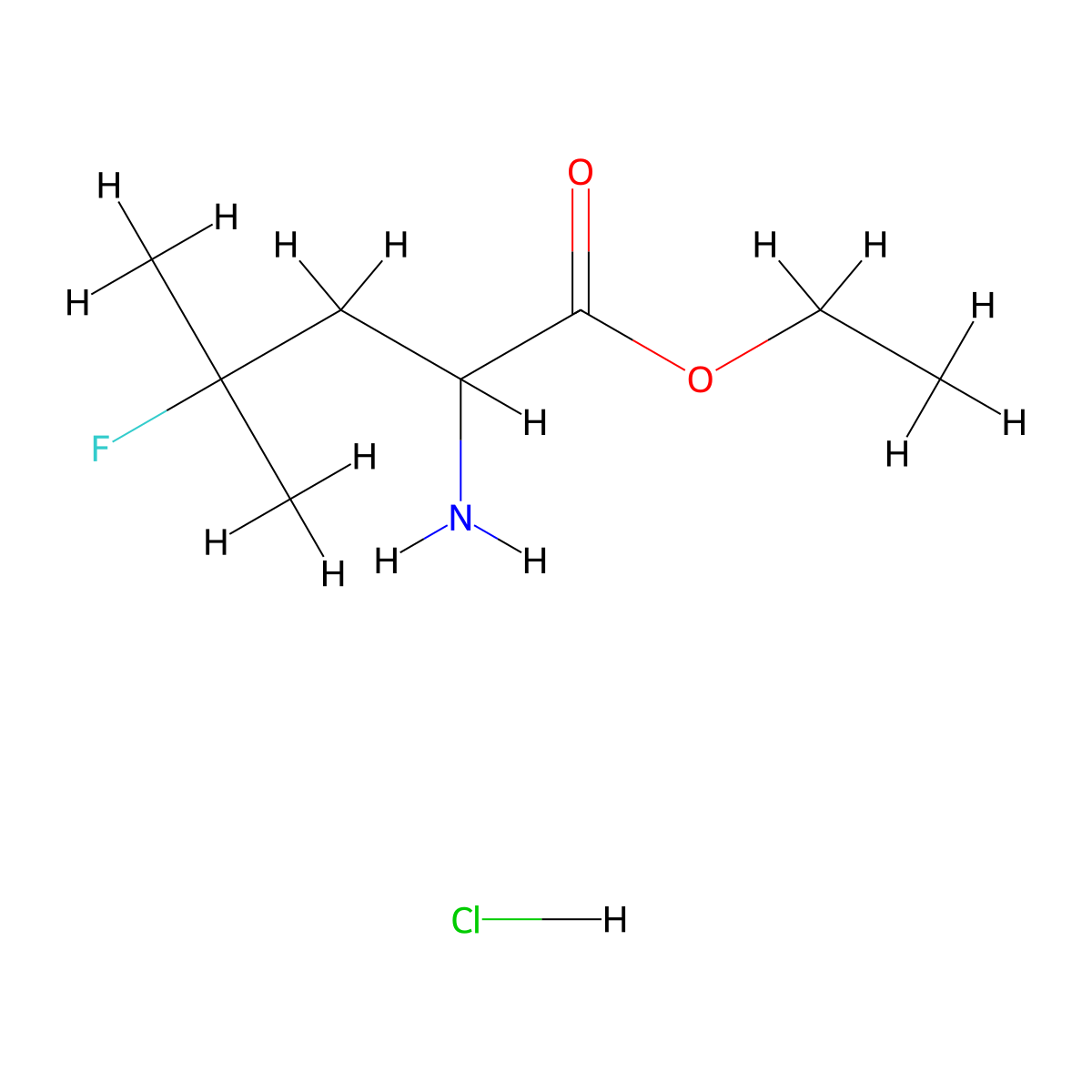 Ethyl 2-amino-4-fluoro-4-methylpentanoate hydrochloride molecular structure, CAS 1883263-37-3