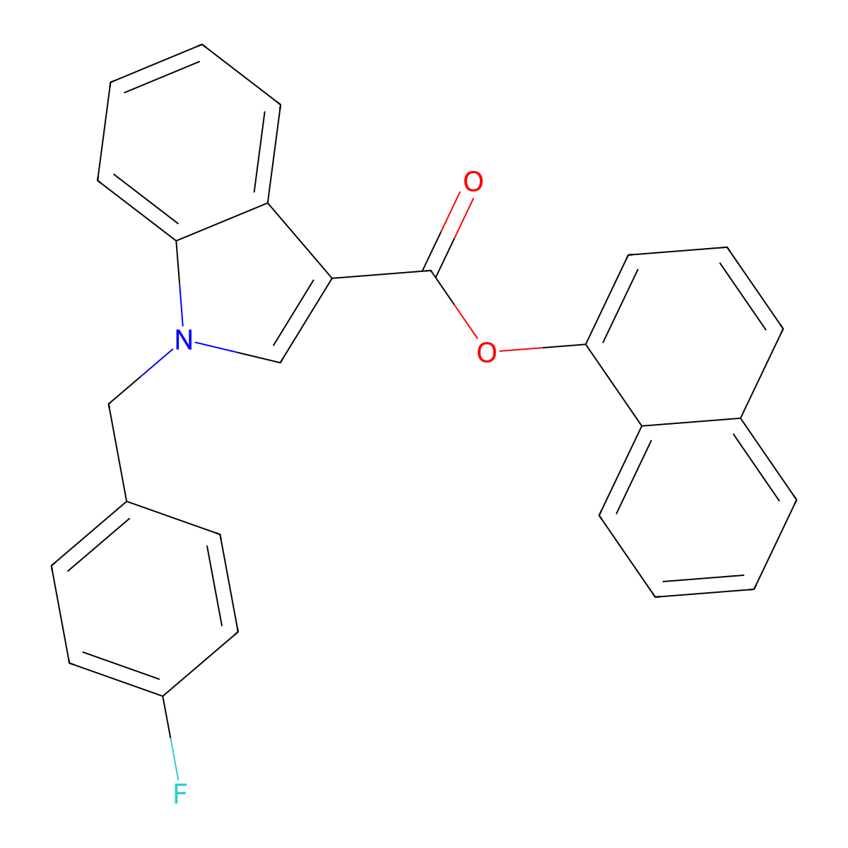 1-Naphthalenyl 1-((4-fluorophenyl)methyl)-1H-indole-3-carboxylate molecular structure, CAS 1883284-94-3
