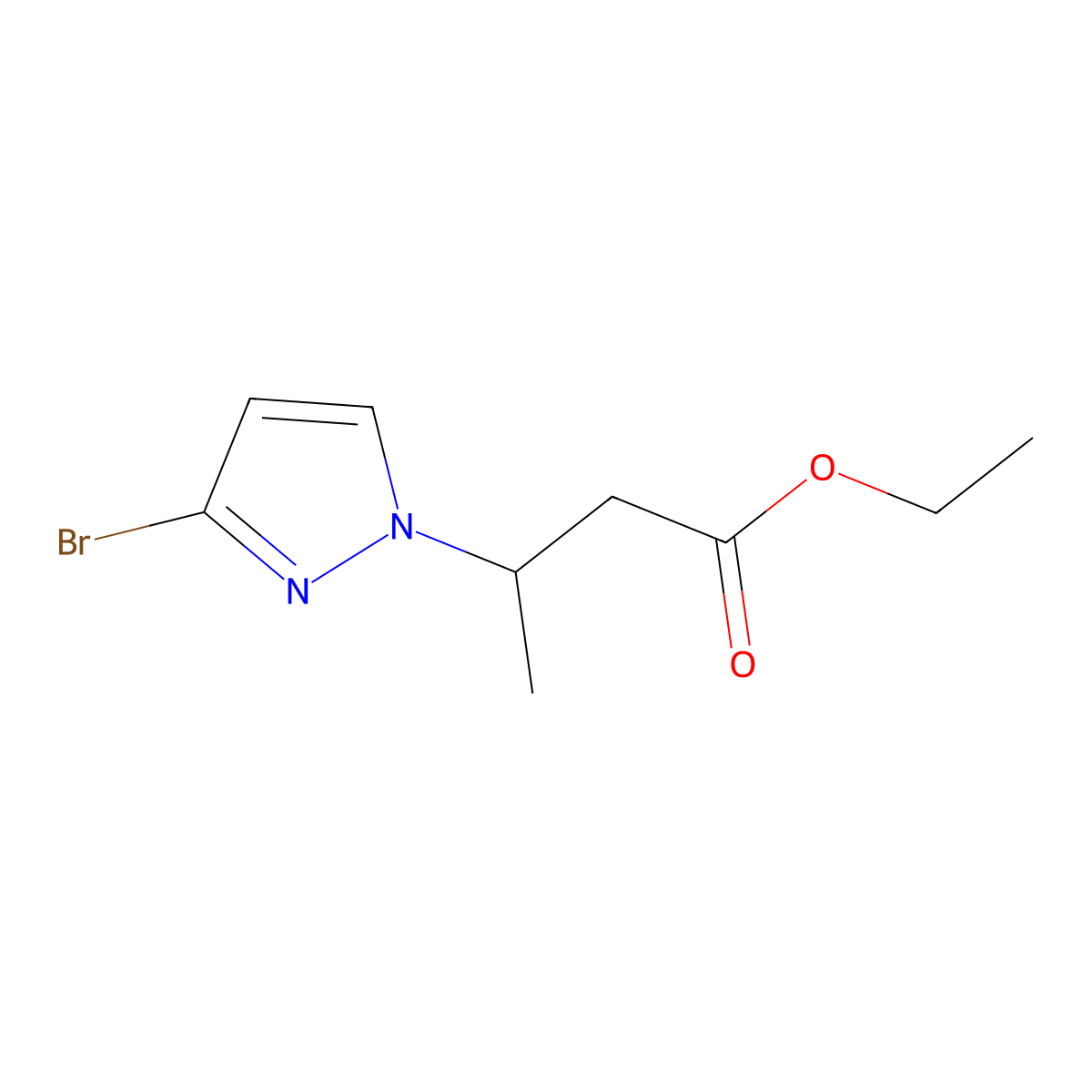 Ethyl 3-(3-bromo-1H-pyrazol-1-yl)butanoate molecular structure, CAS 1883289-98-2