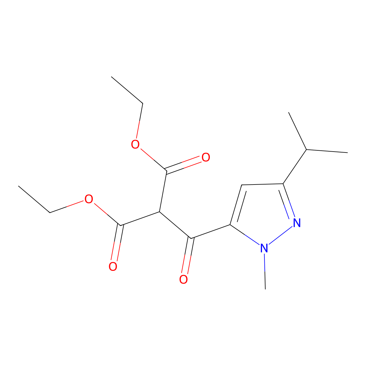 Diethyl [(3-isopropyl-1-methyl-1H-pyrazol-5-yl)carbonyl]malonate molecular structure, CAS 1883290-01-4