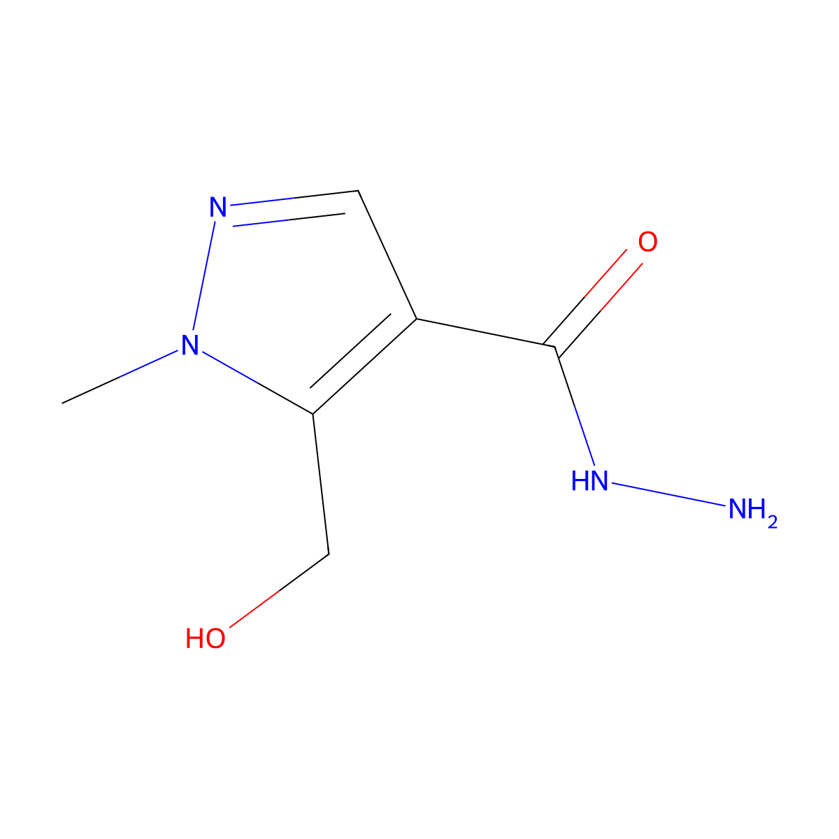 5-(Hydroxymethyl)-1-methyl-1H-pyrazole-4-carbohydrazide molecular structure, CAS 1883290-02-5