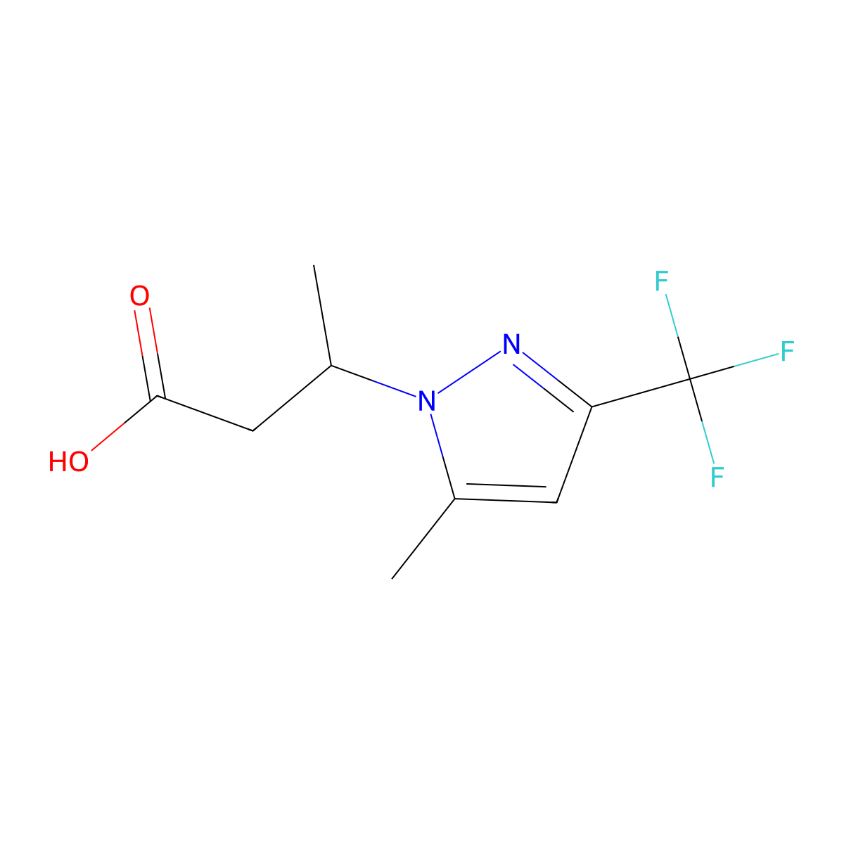 3-[5-Methyl-3-(trifluoromethyl)-1H-pyrazol-1-yl]butanoic acid molecular structure, CAS 1883290-10-5