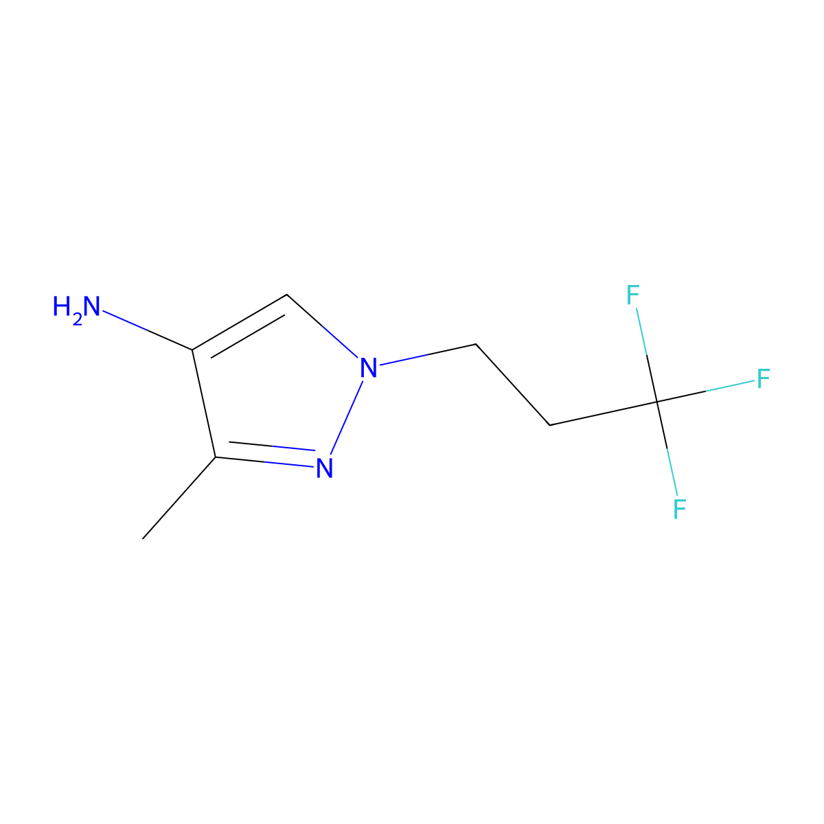3-methyl-1-(3,3,3-trifluoropropyl)-1H-pyrazol-4-amine molecular structure, CAS 1883290-11-6