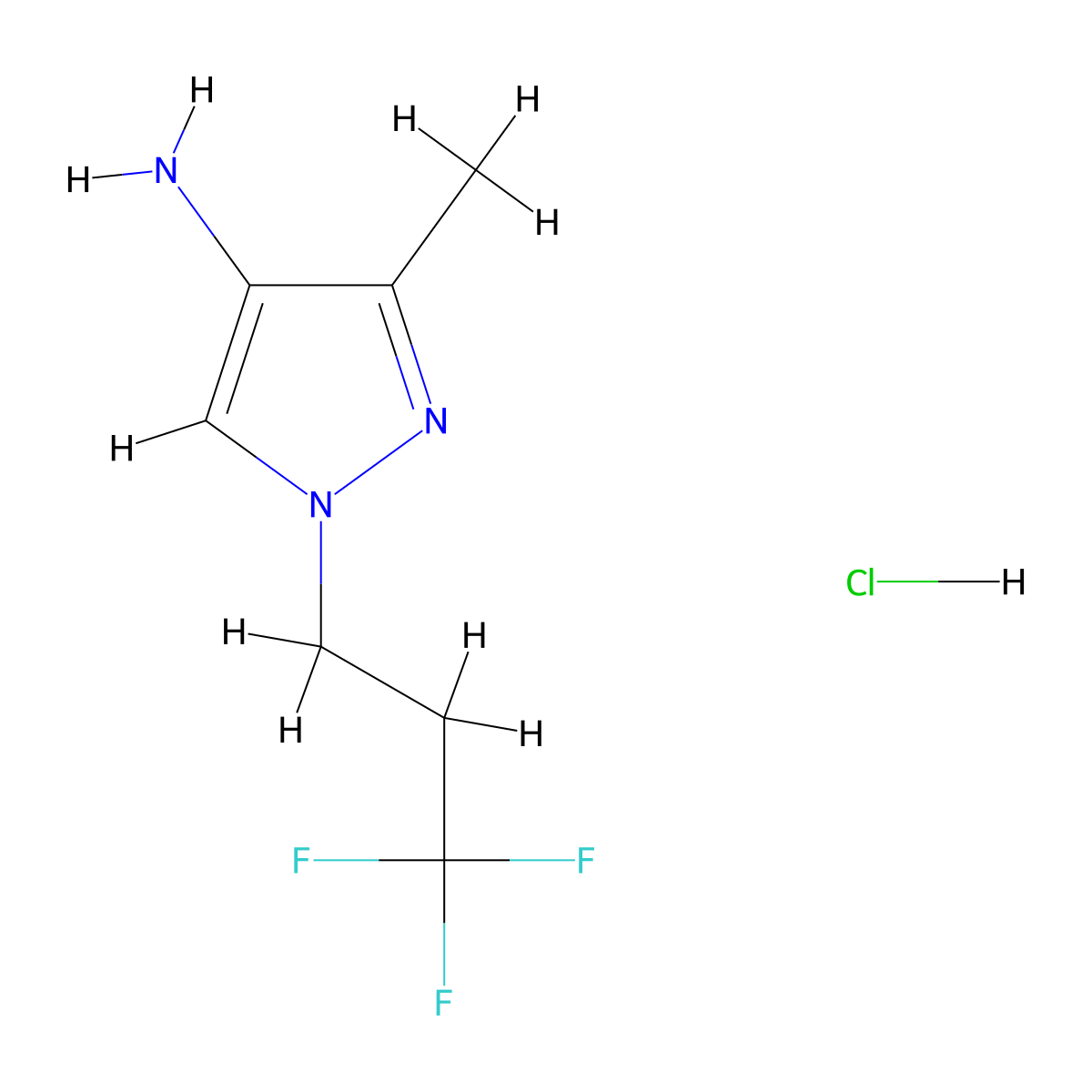 3-Methyl-1-(3,3,3-trifluoropropyl)-1H-pyrazol-4-amine hydrochloride molecular structure, CAS 1883290-12-7