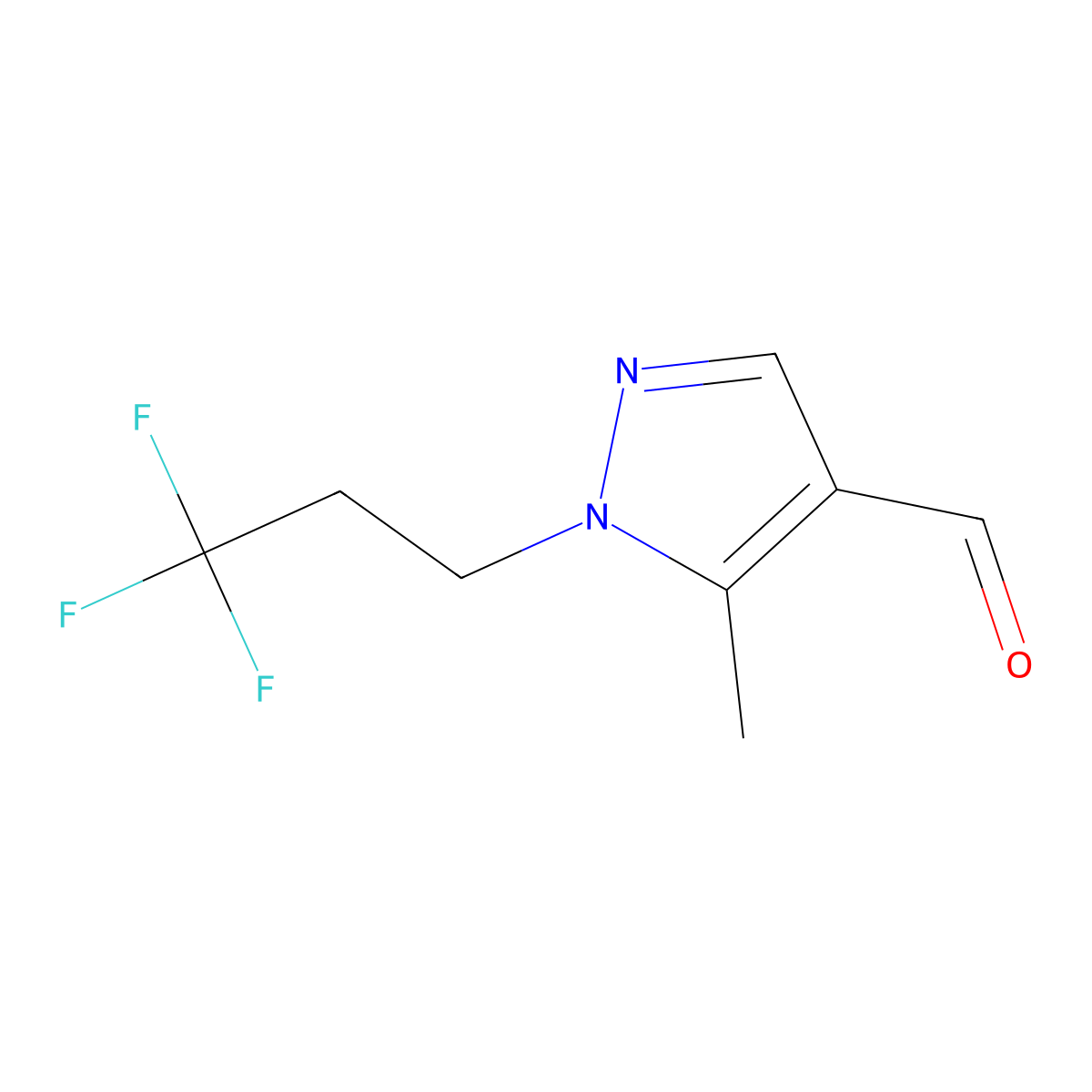 5-Methyl-1-(3,3,3-trifluoropropyl)-1H-pyrazole-4-carbaldehyde molecular structure, CAS 1883290-18-3