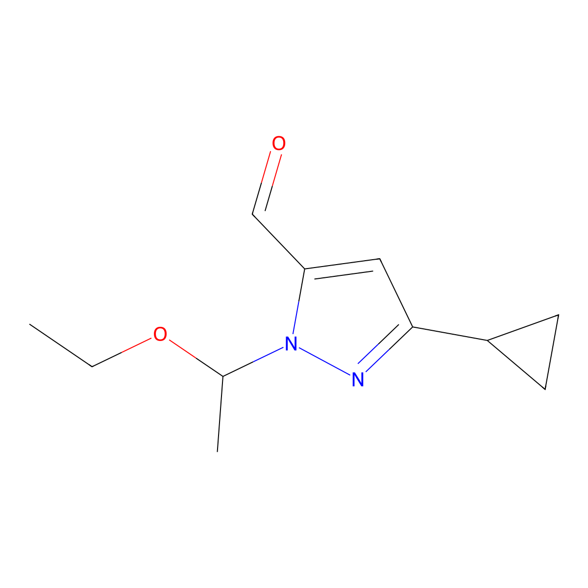 3-Cyclopropyl-1-(1-ethoxyethyl)-1H-pyrazole-5-carbaldehyde molecular structure, CAS 1883290-20-7