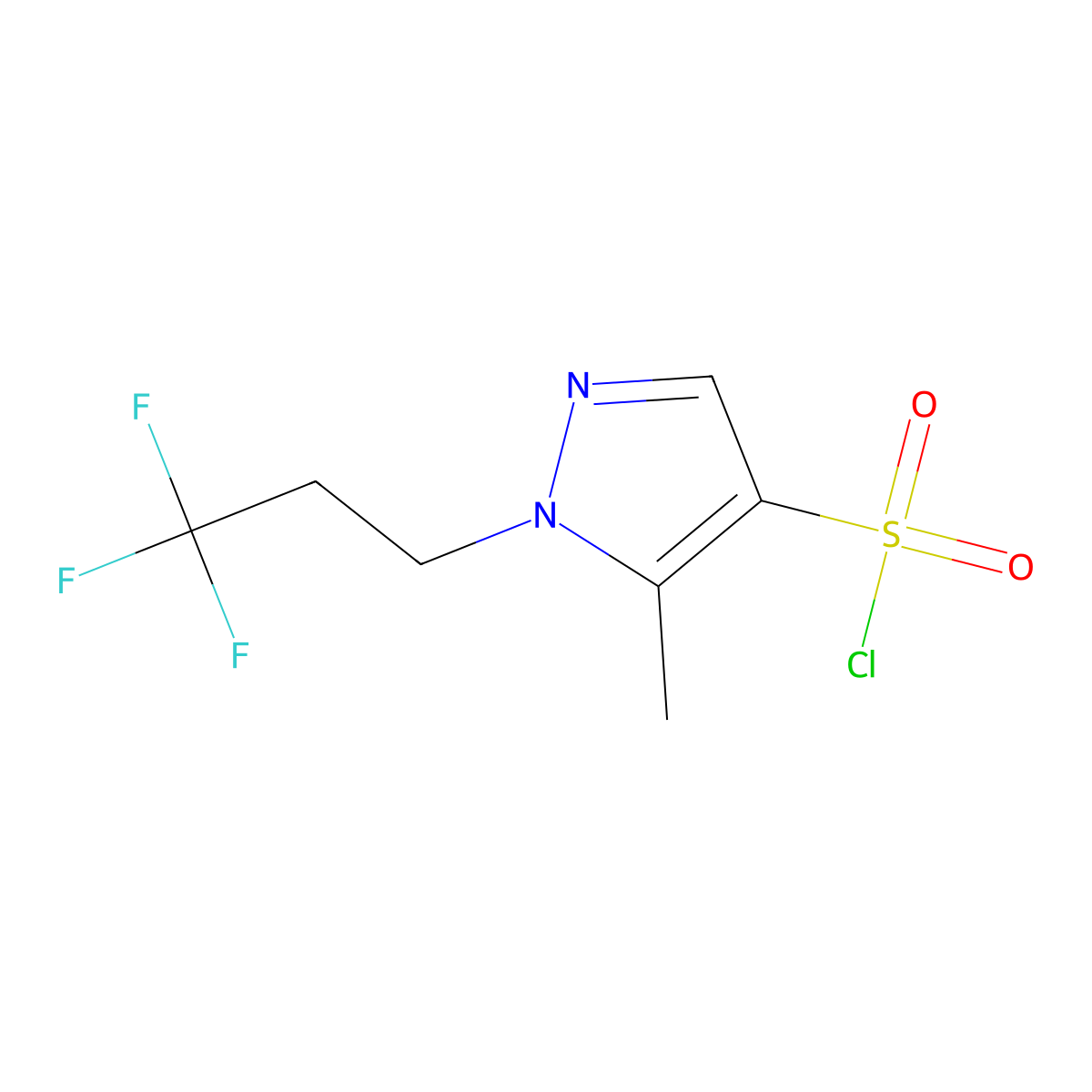 5-Methyl-1-(3,3,3-trifluoropropyl)-1H-pyrazole-4-sulfonyl chloride molecular structure, CAS 1883290-22-9