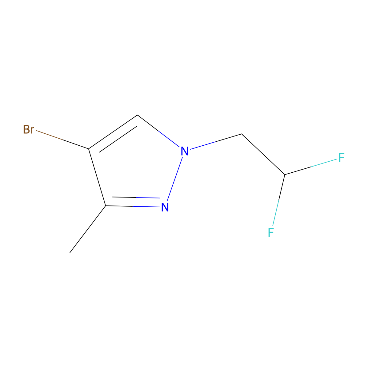 4-Bromo-1-(2,2-difluoroethyl)-3-methyl-1H-pyrazole molecular structure, CAS 1883290-23-0