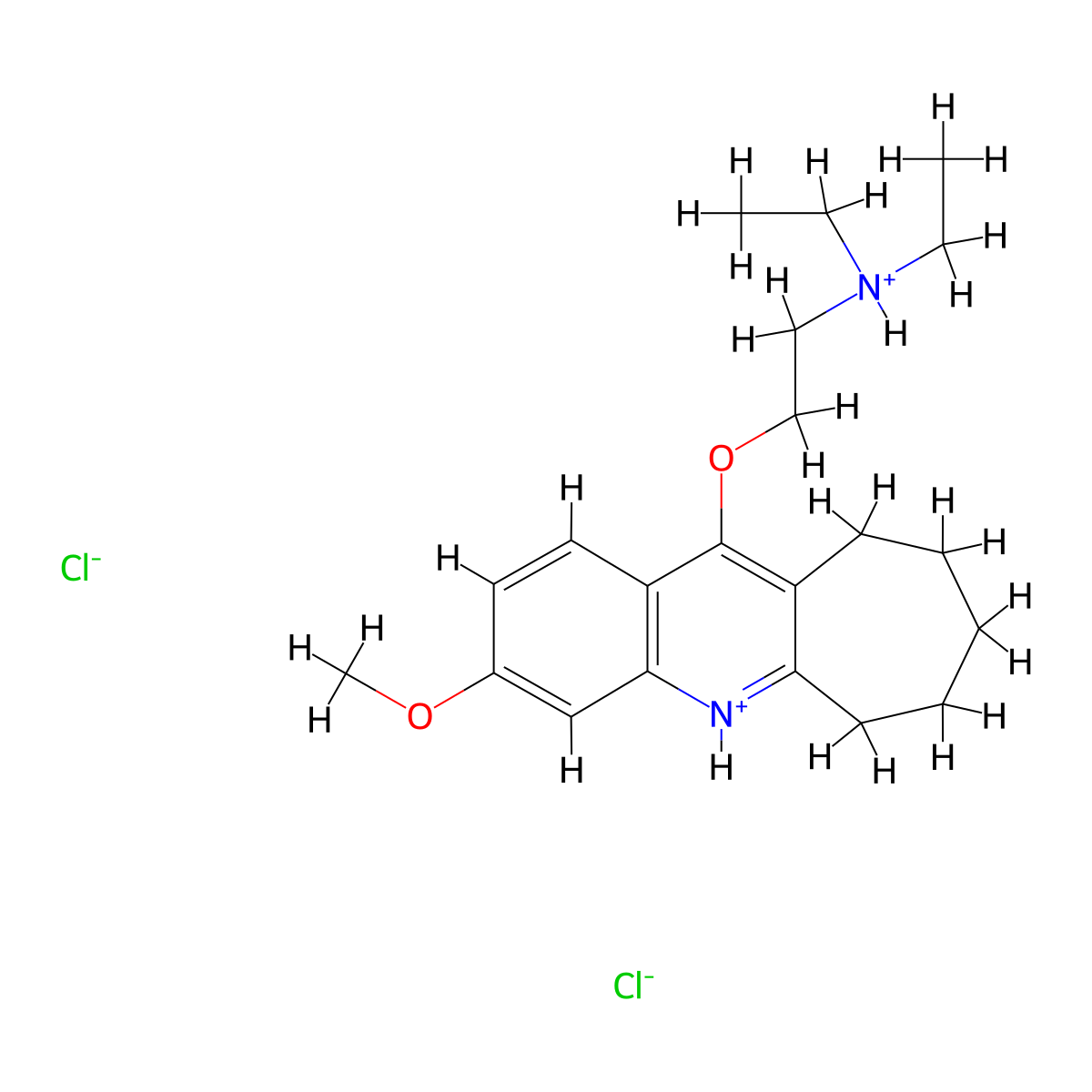 6H-Cyclohepta(b)quinoline, 11-(2-(diethylamino)ethoxy)-7,8,9,10-tetrahydro-3-methoxy-, dihydrochloride molecular structure, CAS 18833-61-9