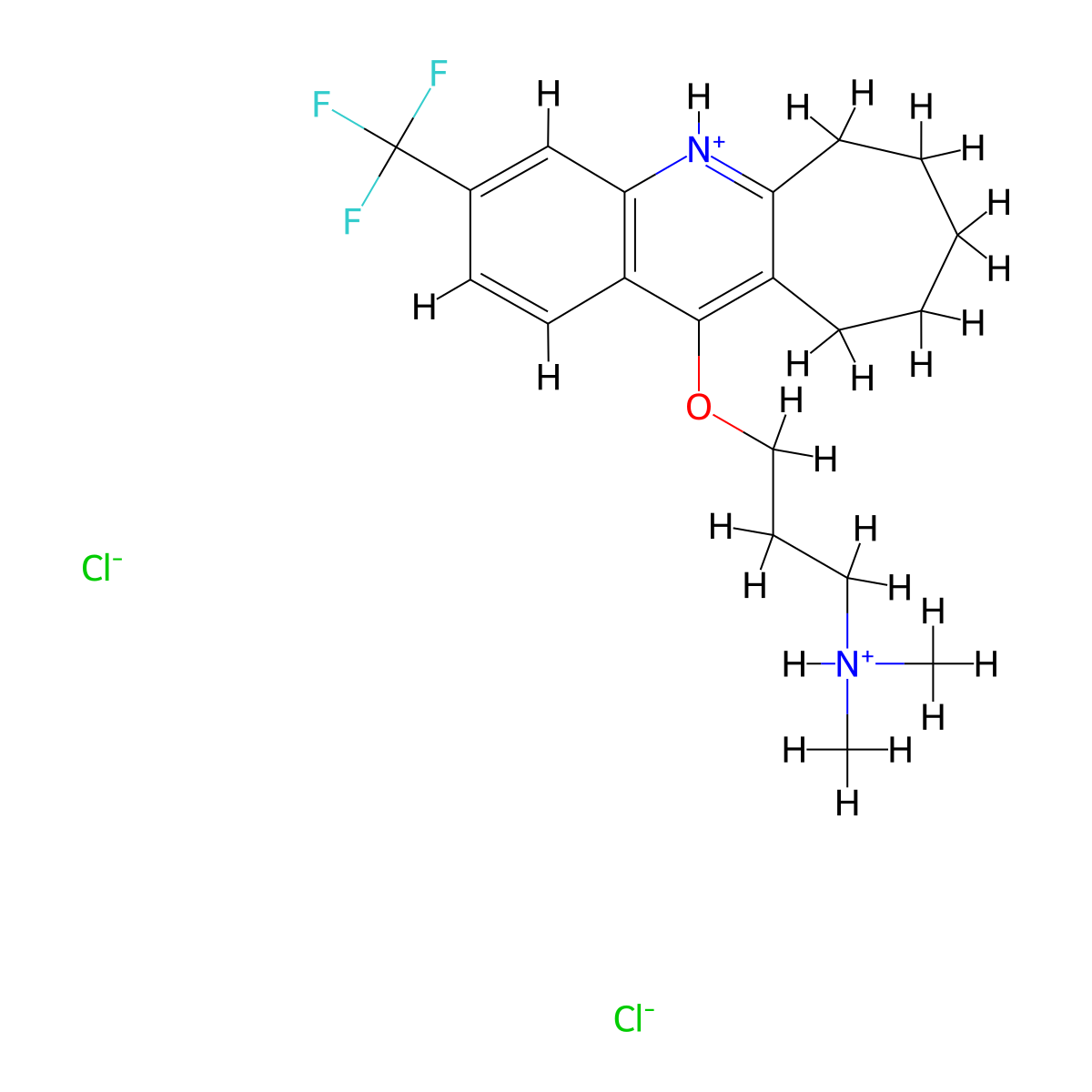 6H-Cyclohepta(b)quinoline, 11-(3-(dimethylamino)propoxy)-7,8,9,10-tetrahydro-3-(trifluoromethyl)-, dihydrochloride molecular structure, CAS 18833-63-1