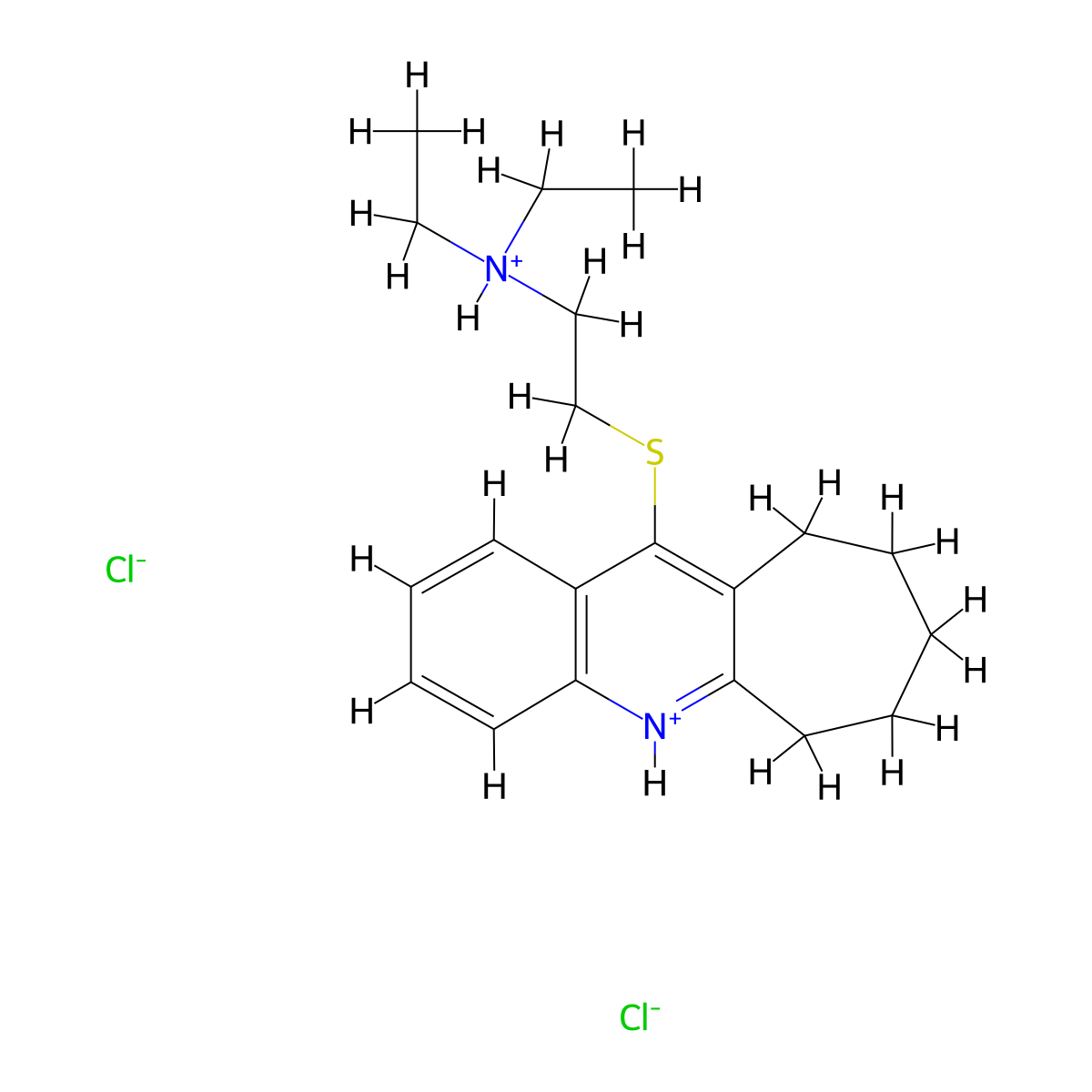 6H-Cyclohepta(b)quinoline, 11-((2-(diethylamino)ethyl)thio)-7,8,9,10-tetrahydro-, dihydrochloride molecular structure, CAS 18833-67-5