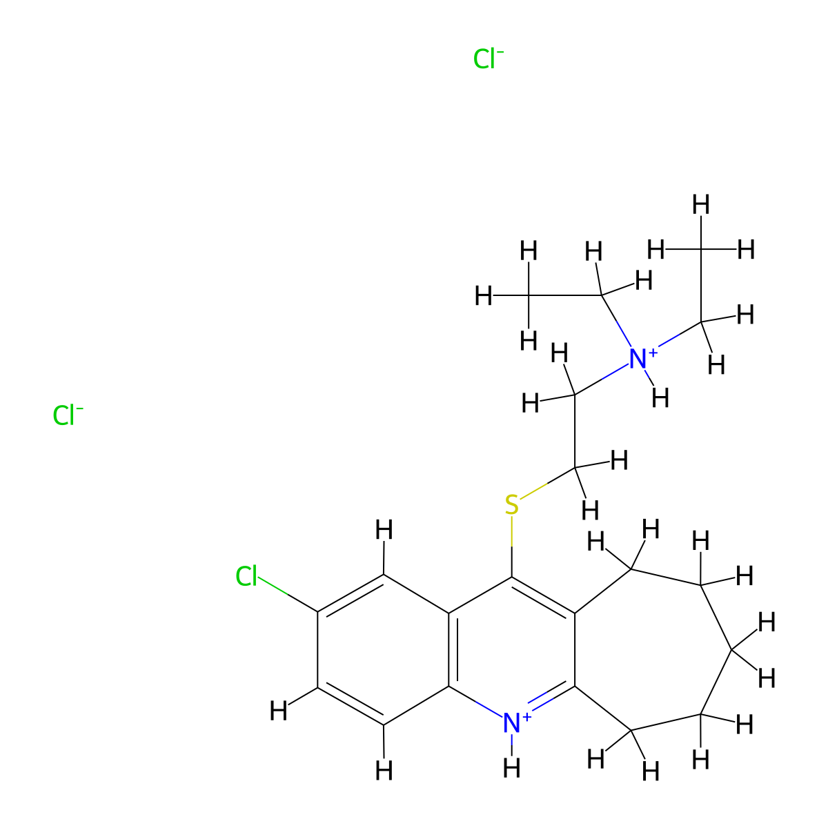 6H-Cyclohepta(b)quinoline, 2-chloro-11-((2-(diethylamino)ethyl)thio)-7,8,9,10-tetrahydro-, dihydrochloride molecular structure, CAS 18833-69-7