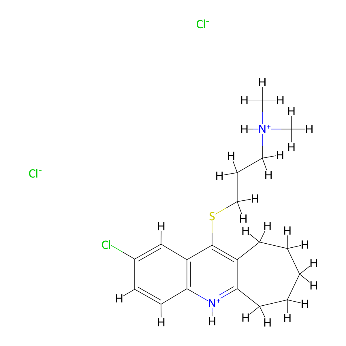 6H-Cyclohepta(b)quinoline, 2-chloro-11-((3-(dimethylamino)propyl)thio)-7,8,9,10-tetrahydro-, dihydrochloride molecular structure, CAS 18833-70-0
