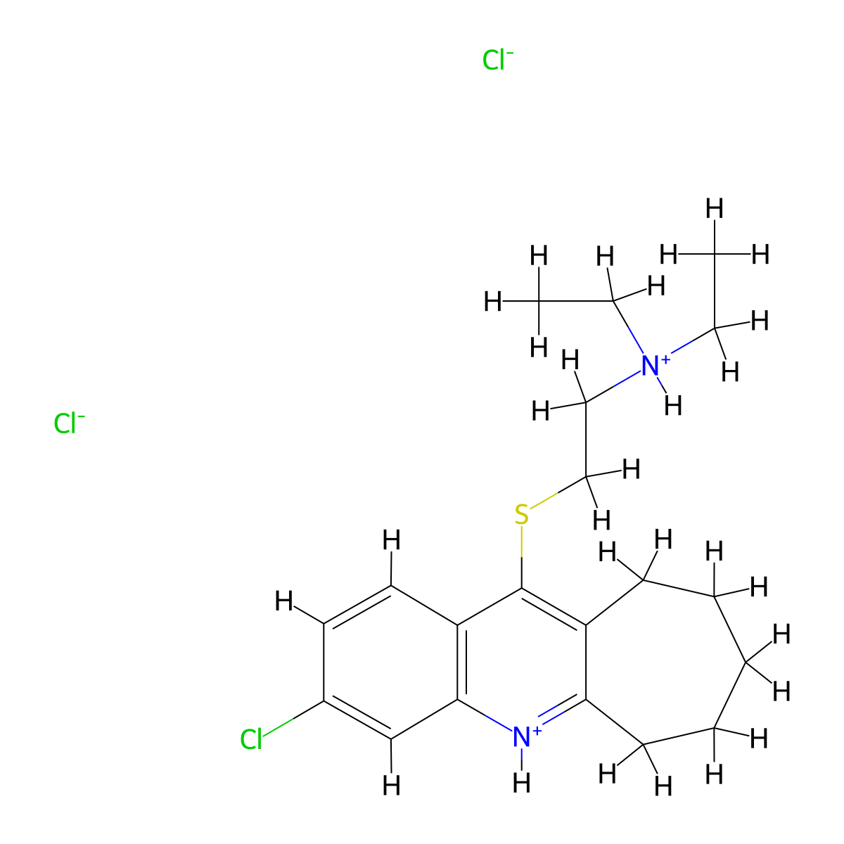 6H-Cyclohepta(b)quinoline, 3-chloro-11-((2-(diethylamino)ethyl)thio)-7,8,9,10-tetrahydro-, dihydrochloride molecular structure, CAS 18833-71-1
