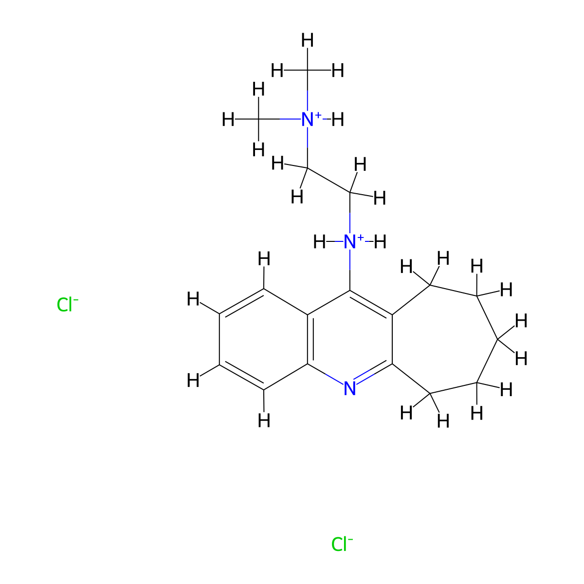 6H-Cyclohepta(b)quinoline, 11-((2-(diethylamino)ethyl)amino)-7,8,9,10-tetrahydro-, dihydrochloride molecular structure, CAS 18833-74-4