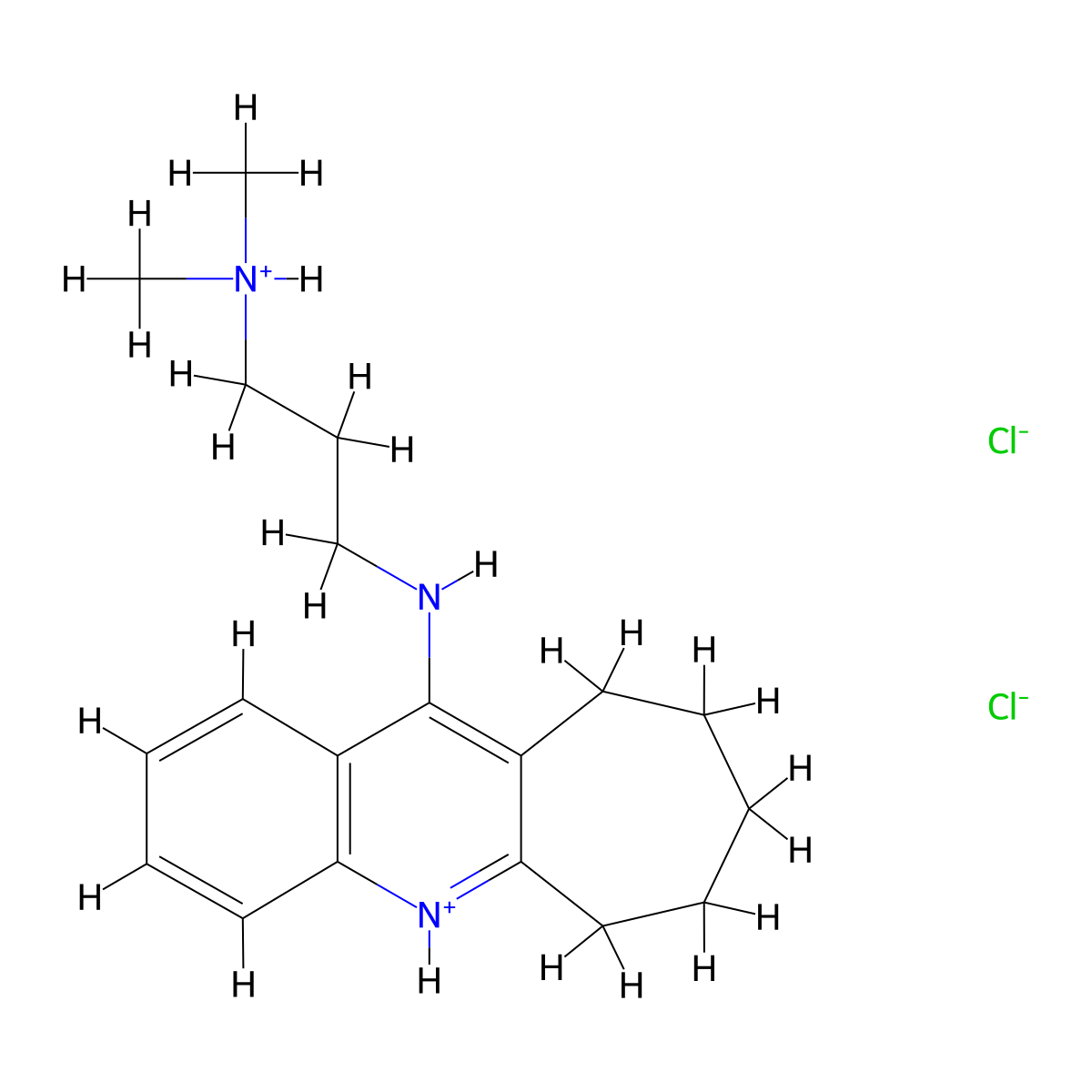 6H-Cyclohepta(b)quinoline, 11-((3-(dimethylamino)propyl)amino)-7,8,9,10-tetrahydro-, dihydrochloride molecular structure, CAS 18833-75-5