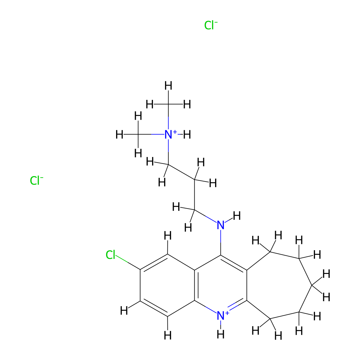 6H-Cyclohepta(b)quinoline, 2-chloro-11-((3-(dimethylamino)propyl)amino)-7,8,9,10-tetrahydro-, dihydrochloride molecular structure, CAS 18833-76-6