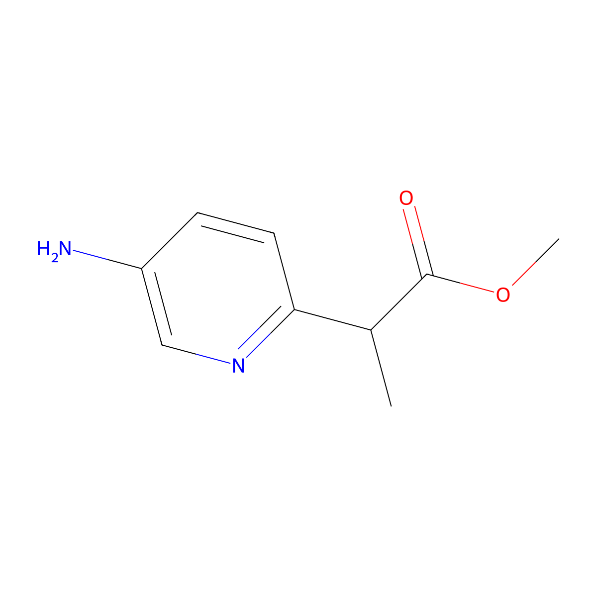 Methyl 2-(5-aminopyridin-2-yl)propanoate molecular structure, CAS 1883301-59-4