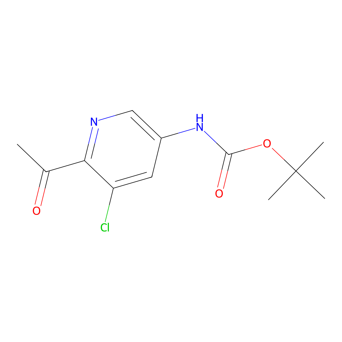 N-(6-acetyl-5-chloro-3-pyridinyl)carbamic acid 1,1-dimethylethyl ester molecular structure, CAS 1883302-21-3