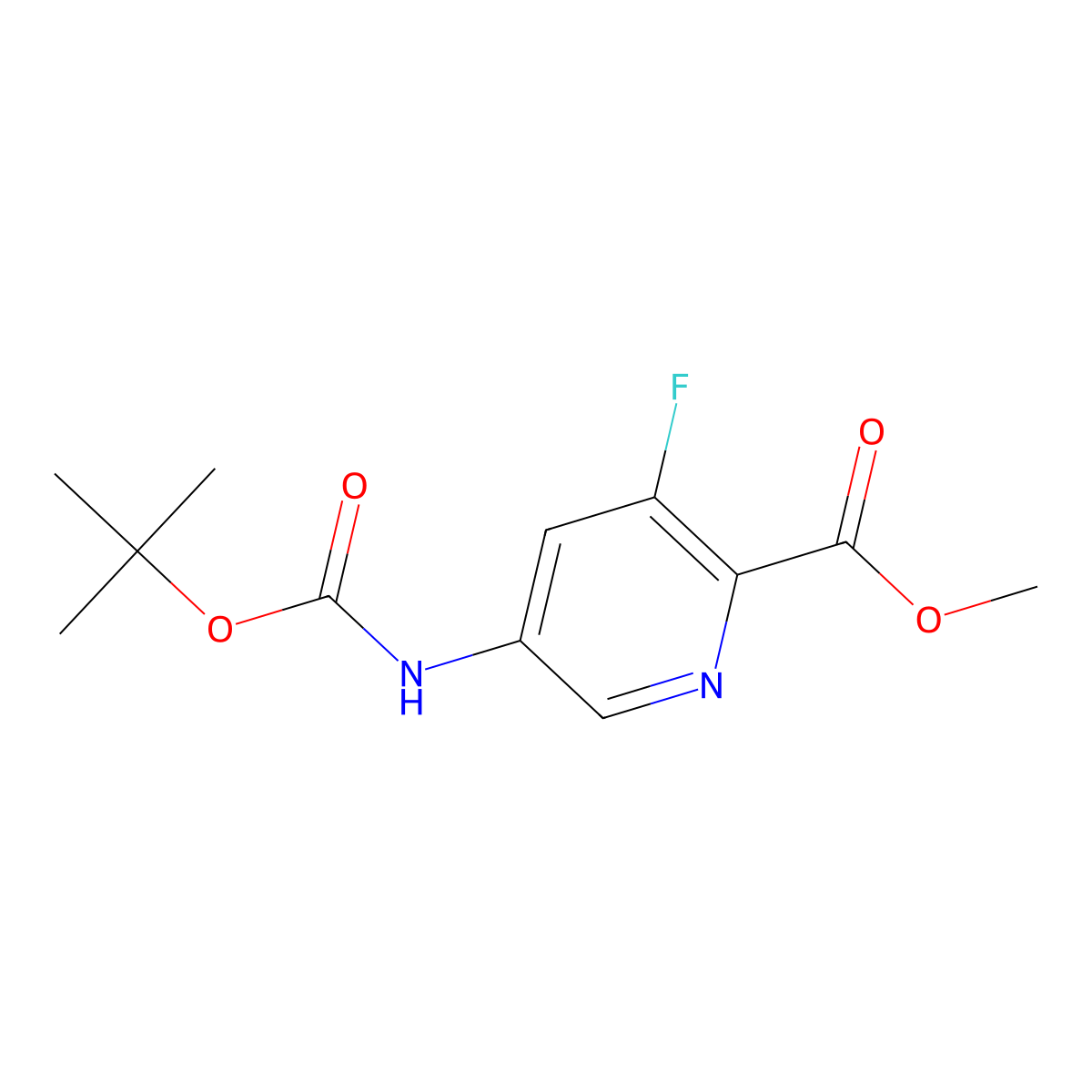 Methyl 5-((tert-butoxycarbonyl)amino)-3-fluoropicolinate molecular structure, CAS 1883302-40-6