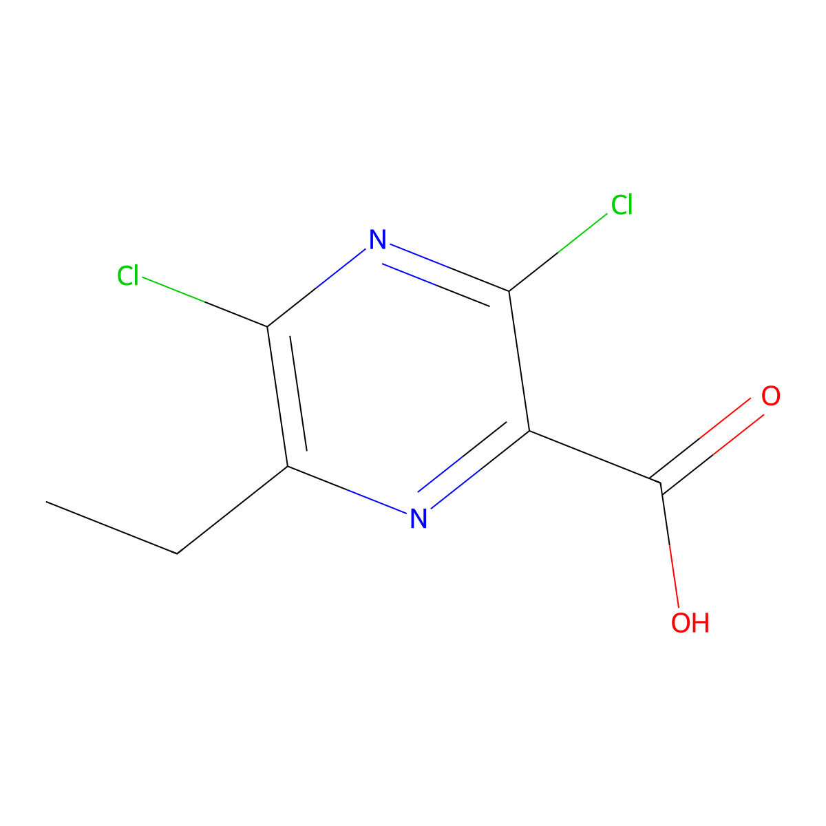 3,5-Dichloro-6-ethylpyrazine-2-carboxylic acid molecular structure, CAS 1883347-30-5