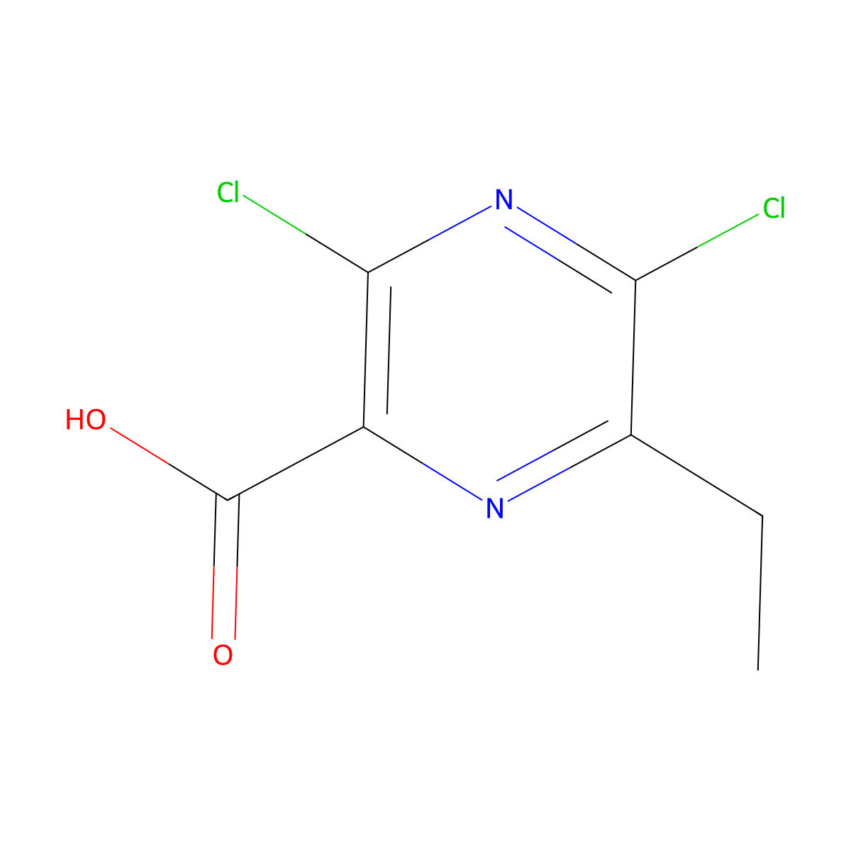 3,5-Dichloro-6-ethylpyrazine-2-carboxylic acid molecular structure, CAS 1883347-30-5