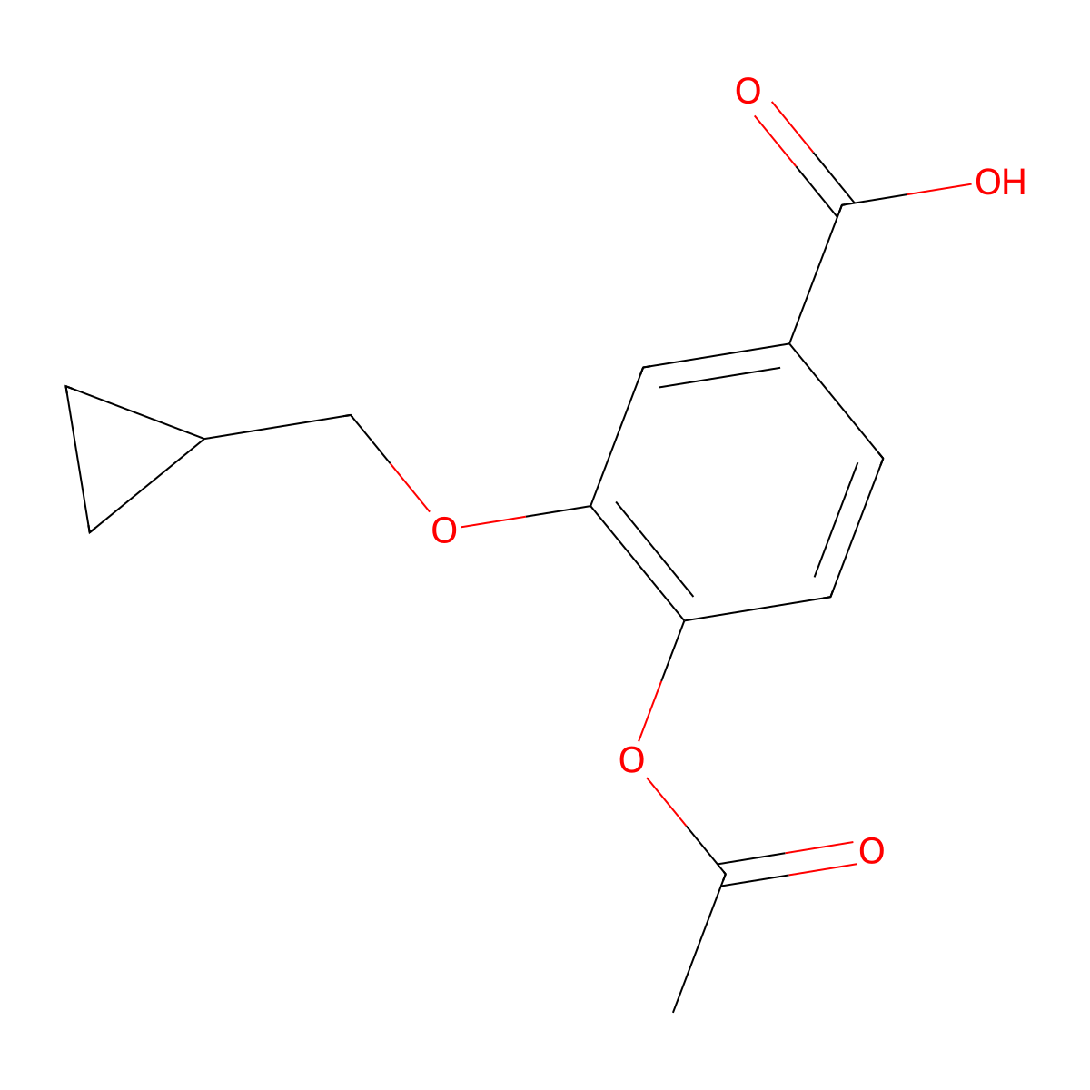 4-Acetoxy-3-(cyclopropylmethoxy)benzoic acid molecular structure, CAS 1883347-32-7