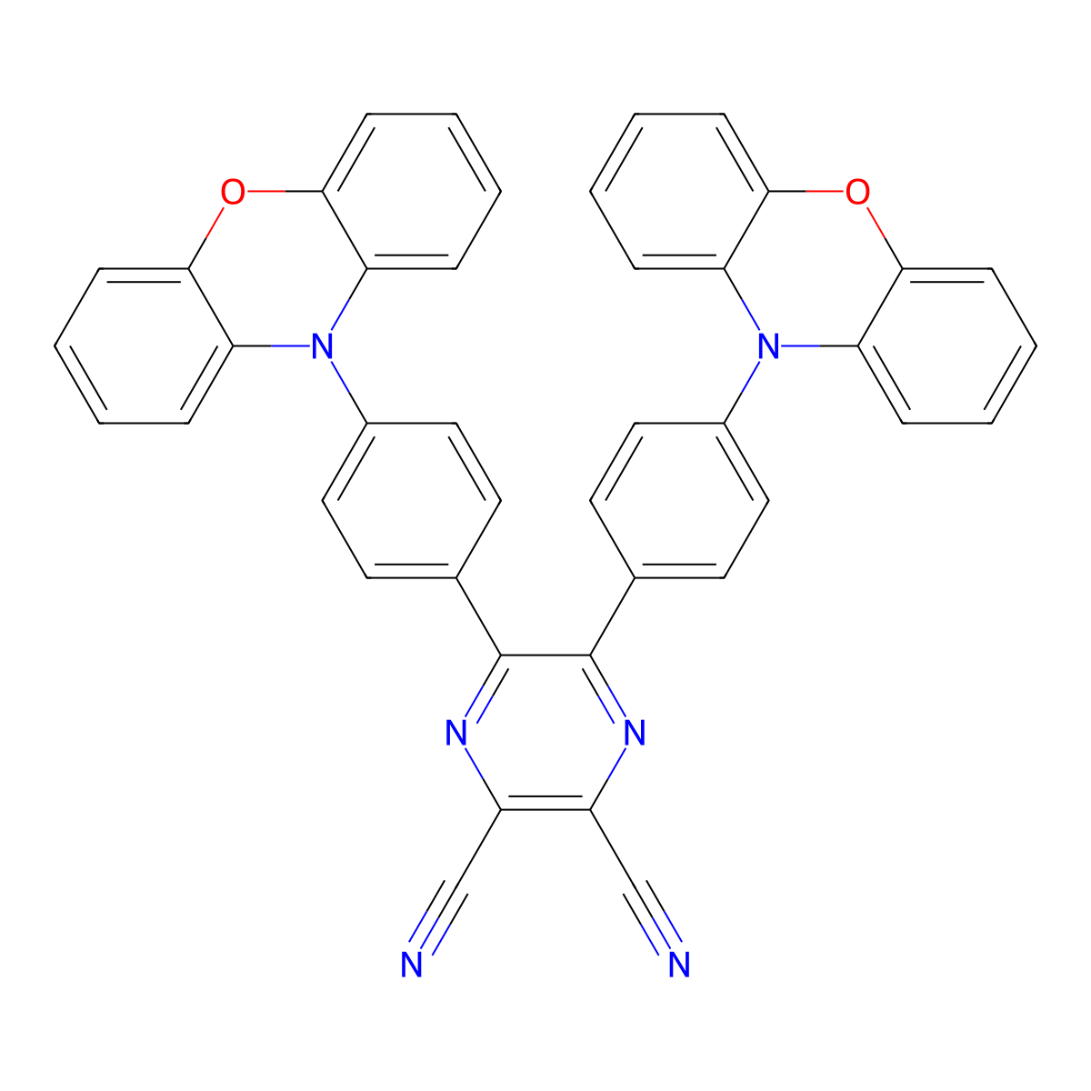 5,6-Bis[4-(N-phenoxazine)phenyl]-2,3-dicyanopyrazine molecular structure, CAS 1883400-36-9