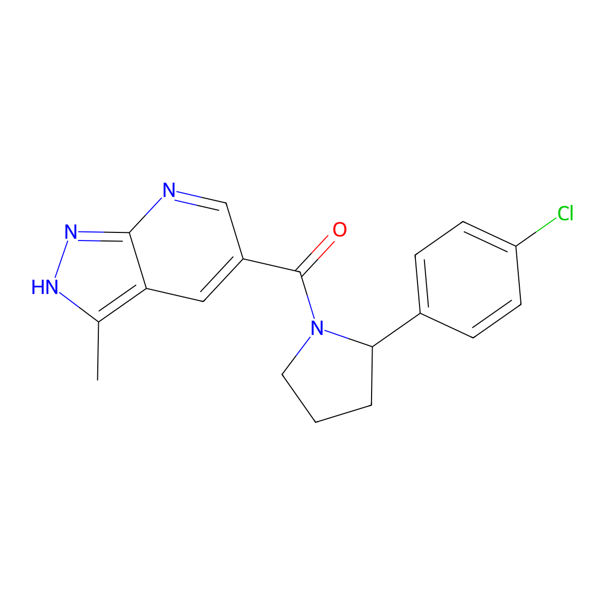 [(2S)-2-(4-chlorophenyl)pyrrolidin-1-yl]-(3-methyl-2H-pyrazolo[3,4-b]pyridin-5-yl)methanone molecular structure, CAS 1883423-59-3
