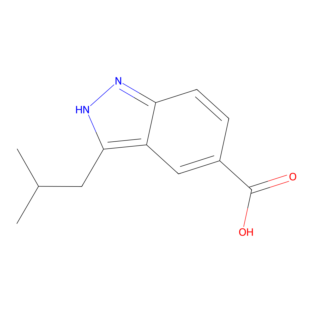 3-(2-methylpropyl)-1H-indazole-5-carboxylic acid molecular structure, CAS 1883425-90-8