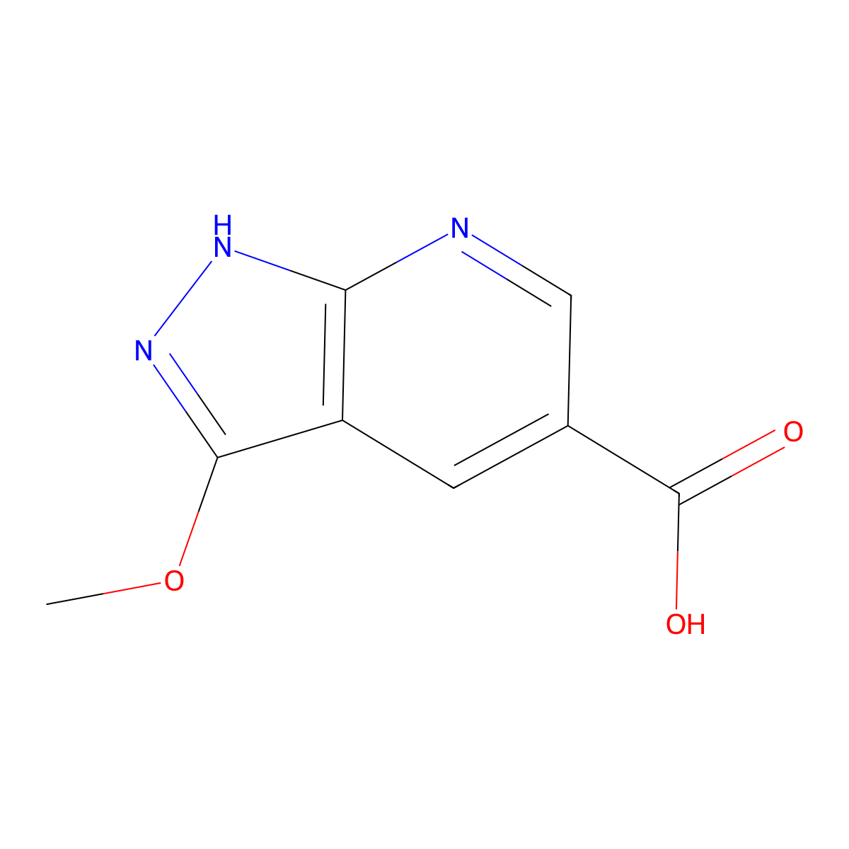 3-methoxy-1H-pyrazolo[3,4-b]pyridine-5-carboxylic acid molecular structure, CAS 1883426-06-9