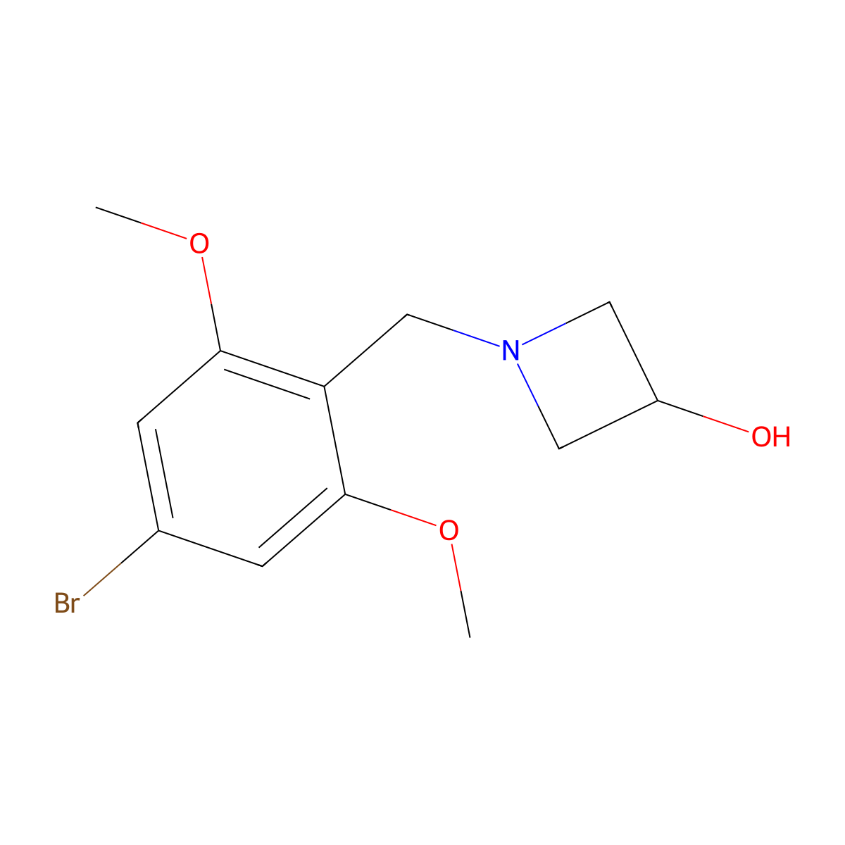 1-(4-Bromo-2,6-dimethoxybenzyl)azetidin-3-ol molecular structure, CAS 1883429-51-3