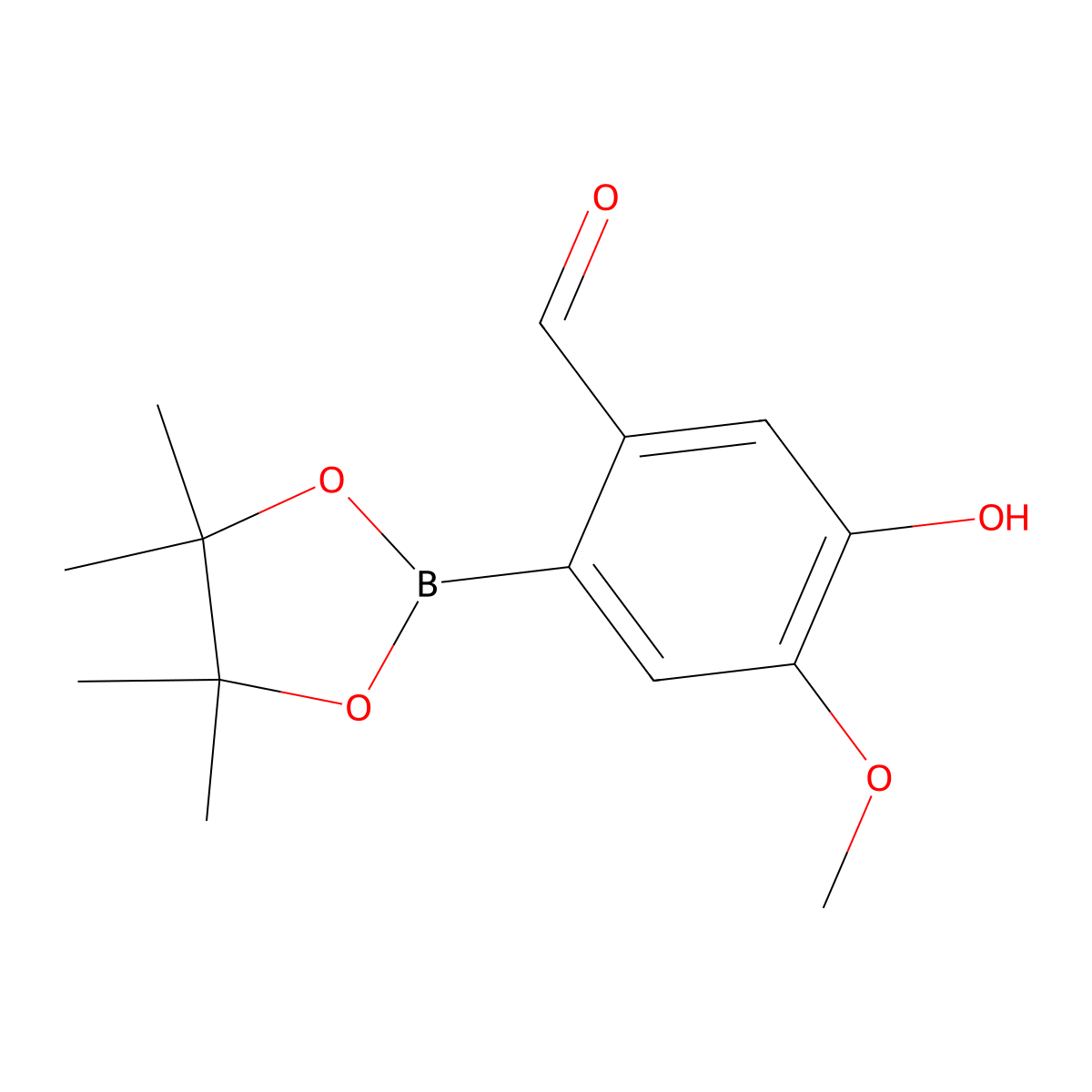 5-Hydroxy-4-methoxy-2-(tetramethyl-1,3,2-dioxaborolan-2-yl)benzaldehyde molecular structure, CAS 1883430-49-6