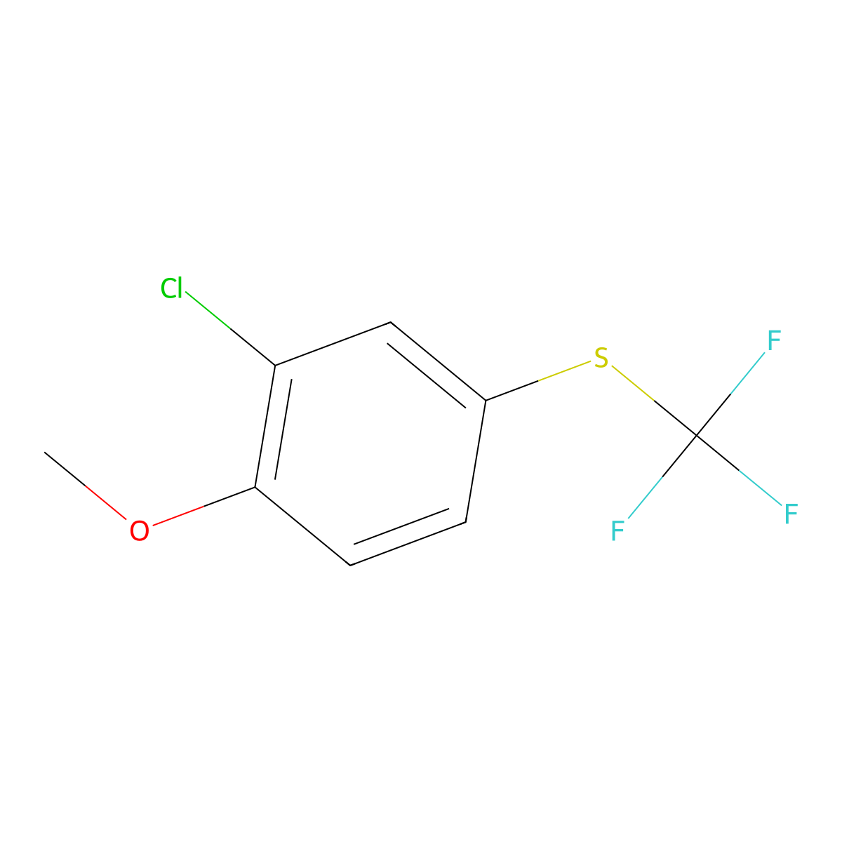Benzene, 2-chloro-1-methoxy-4-[(trifluoromethyl)thio]- molecular structure, CAS 1883517-94-9