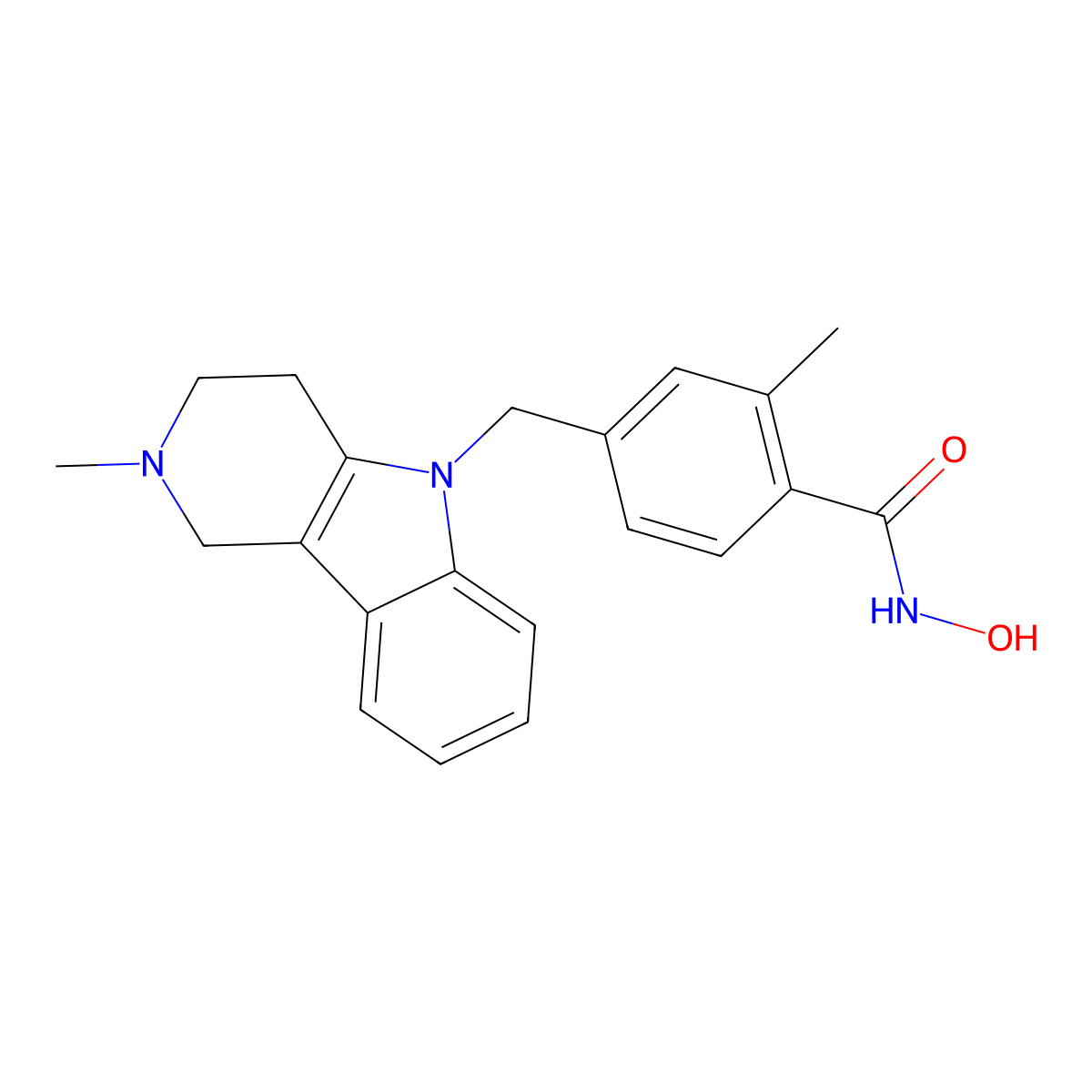 N-hydroxy-2-methyl-4-[(2-methyl-3,4-dihydro-1H-pyrido[4,3-b]indol-5-yl)methyl]benzamide molecular structure, CAS 1883657-02-0