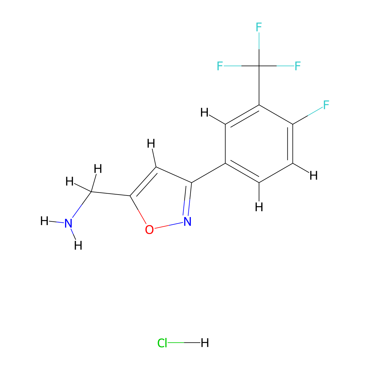 [3-[4-Fluoro-3-(trifluoromethyl)phenyl]-1,2-oxazol-5-yl]methanamine;hydrochloride molecular structure, CAS 1883698-79-0