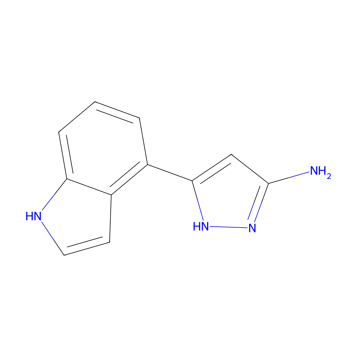 5-(1H-indol-4-yl)-1H-pyrazol-3-amine molecular structure, CAS 1883714-68-8