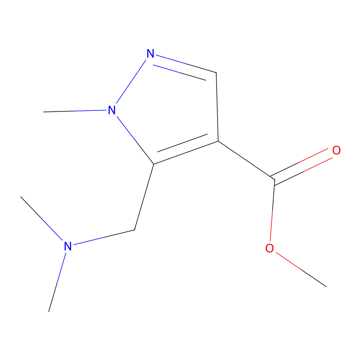 Methyl 5-[(dimethylamino)methyl]-1-methyl-1H-pyrazole-4-carboxylate molecular structure, CAS 1883717-37-0