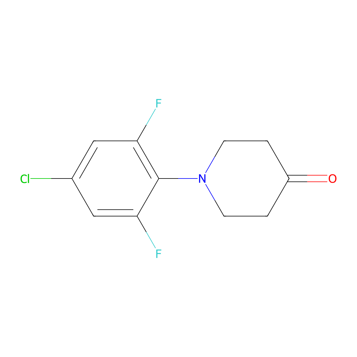 1-(4-Chloro-2,6-difluorophenyl)piperidin-4-one molecular structure, CAS 1883752-39-3