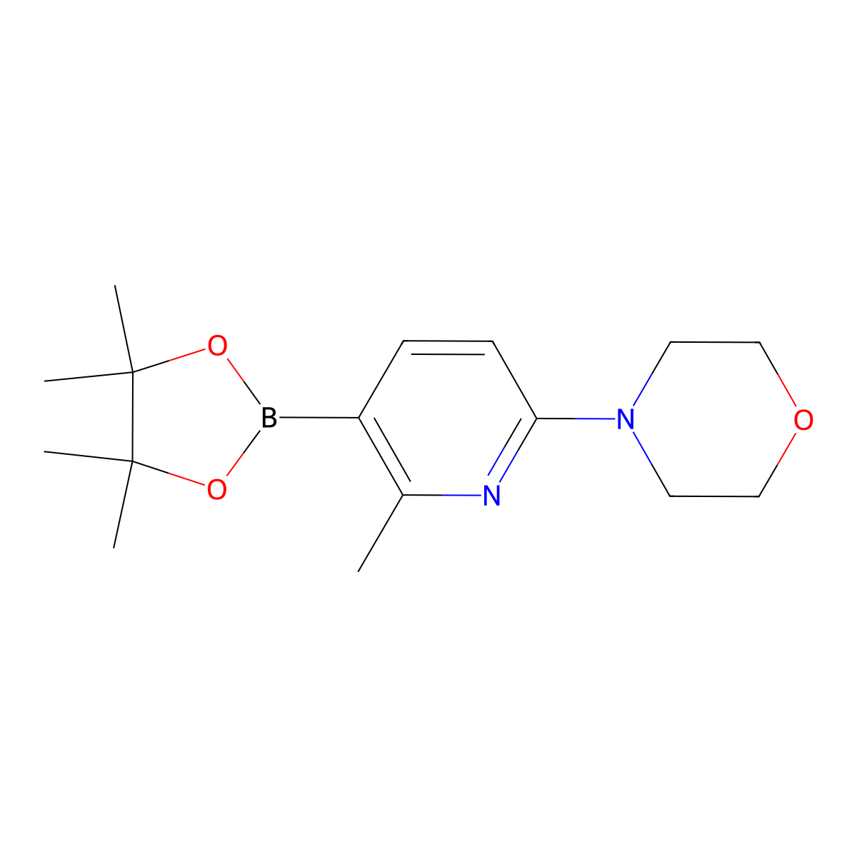 4-(6-Methyl-5-(4,4,5,5-tetramethyl-1,3,2-dioxaborolan-2-YL)pyridin-2-YL)morpholine molecular structure, CAS 1883761-46-3