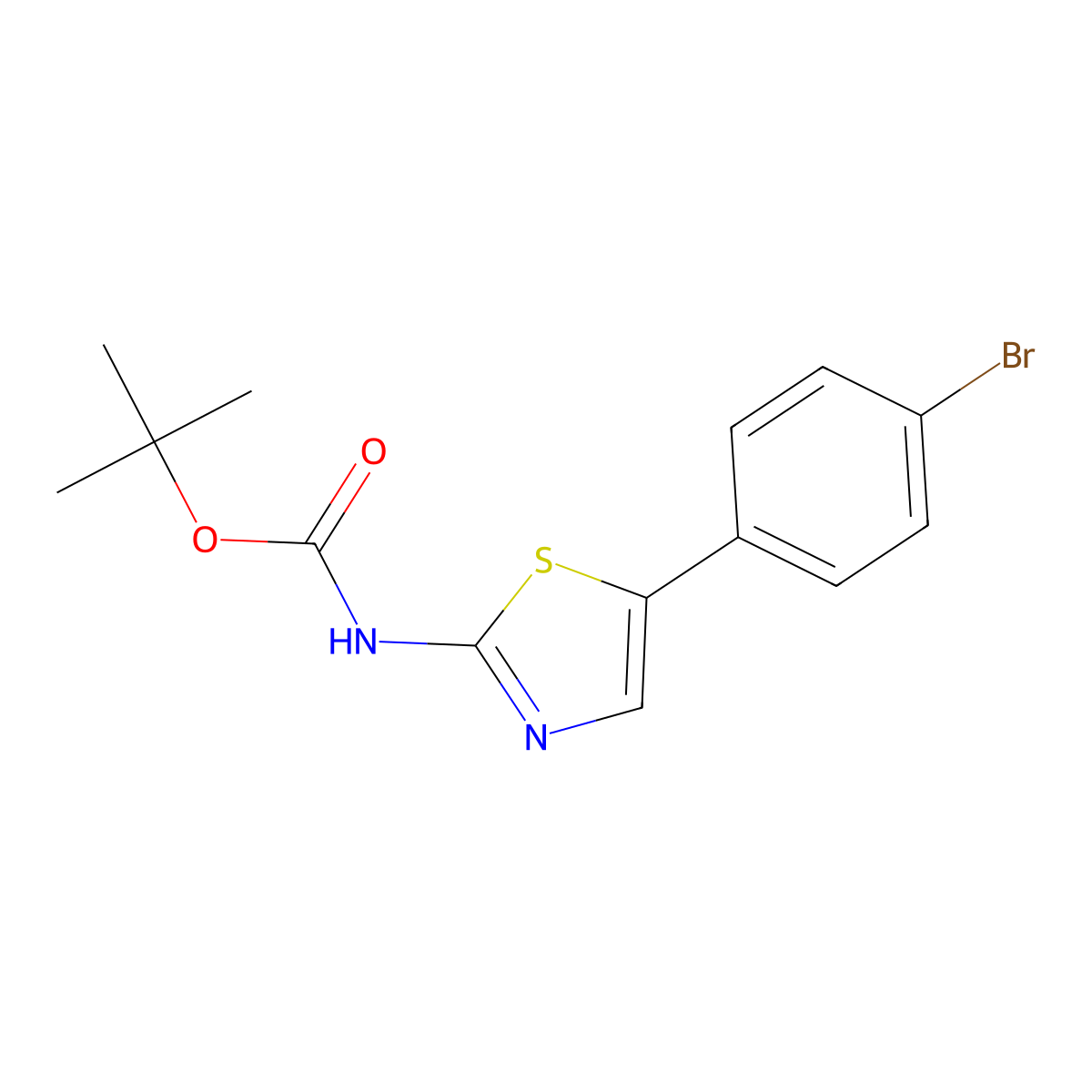 tert-butyl N-[5-(4-bromophenyl)-1,3-thiazol-2-yl]carbamate molecular structure, CAS 1883761-76-9