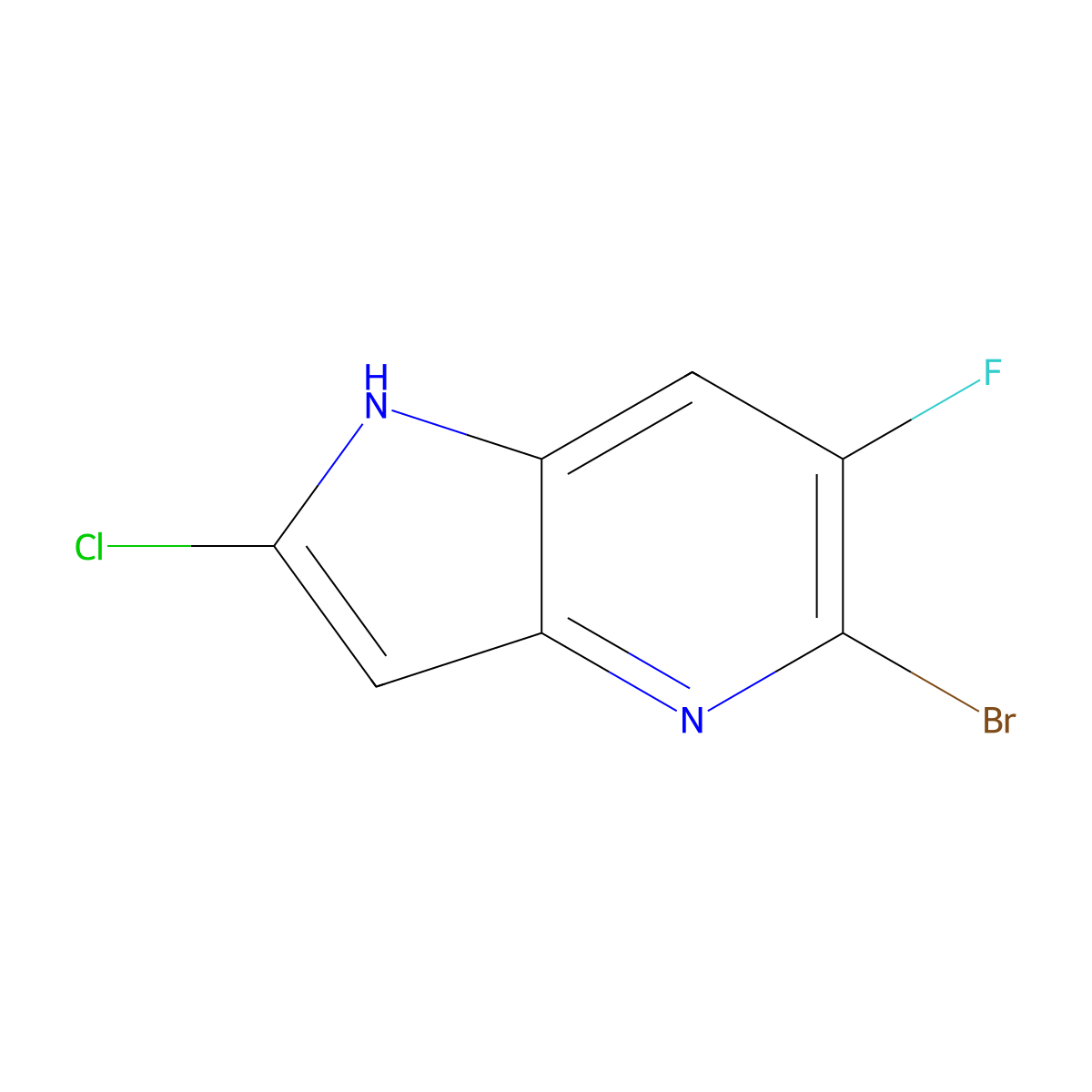 5-bromo-2-chloro-6-fluoro-1H-pyrrolo[3,2-b]pyridine molecular structure, CAS 1883762-29-5