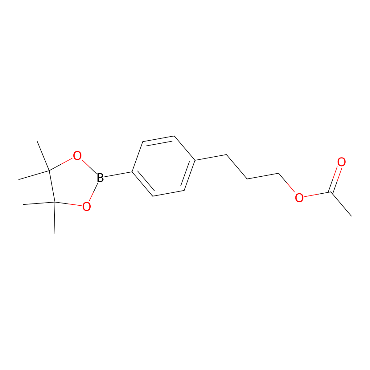 3-[4-(Tetramethyl-1,3,2-dioxaborolan-2-yl)phenyl]propyl acetate molecular structure, CAS 1883793-85-8