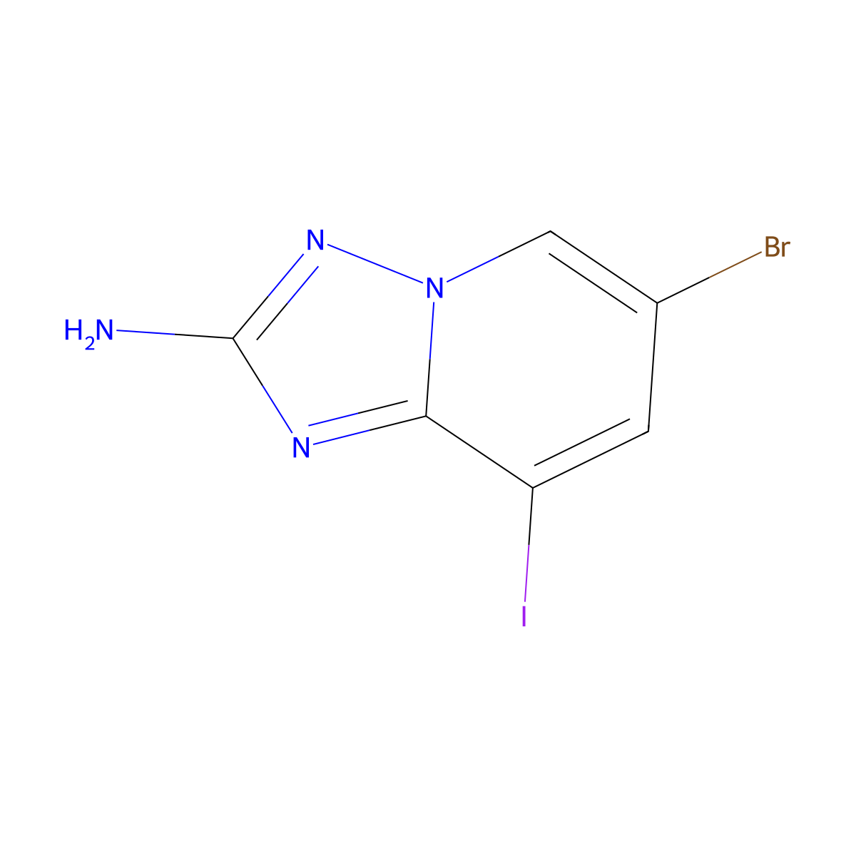 6-Bromo-8-iodo-[1,2,4]triazolo[1,5-a]pyridin-2-ylamine molecular structure, CAS 1883816-46-3
