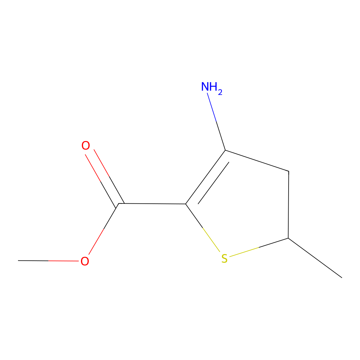 Methyl 3-amino-5-methyl-4,5-dihydrothiophene-2-carboxylate molecular structure, CAS 188395-61-1