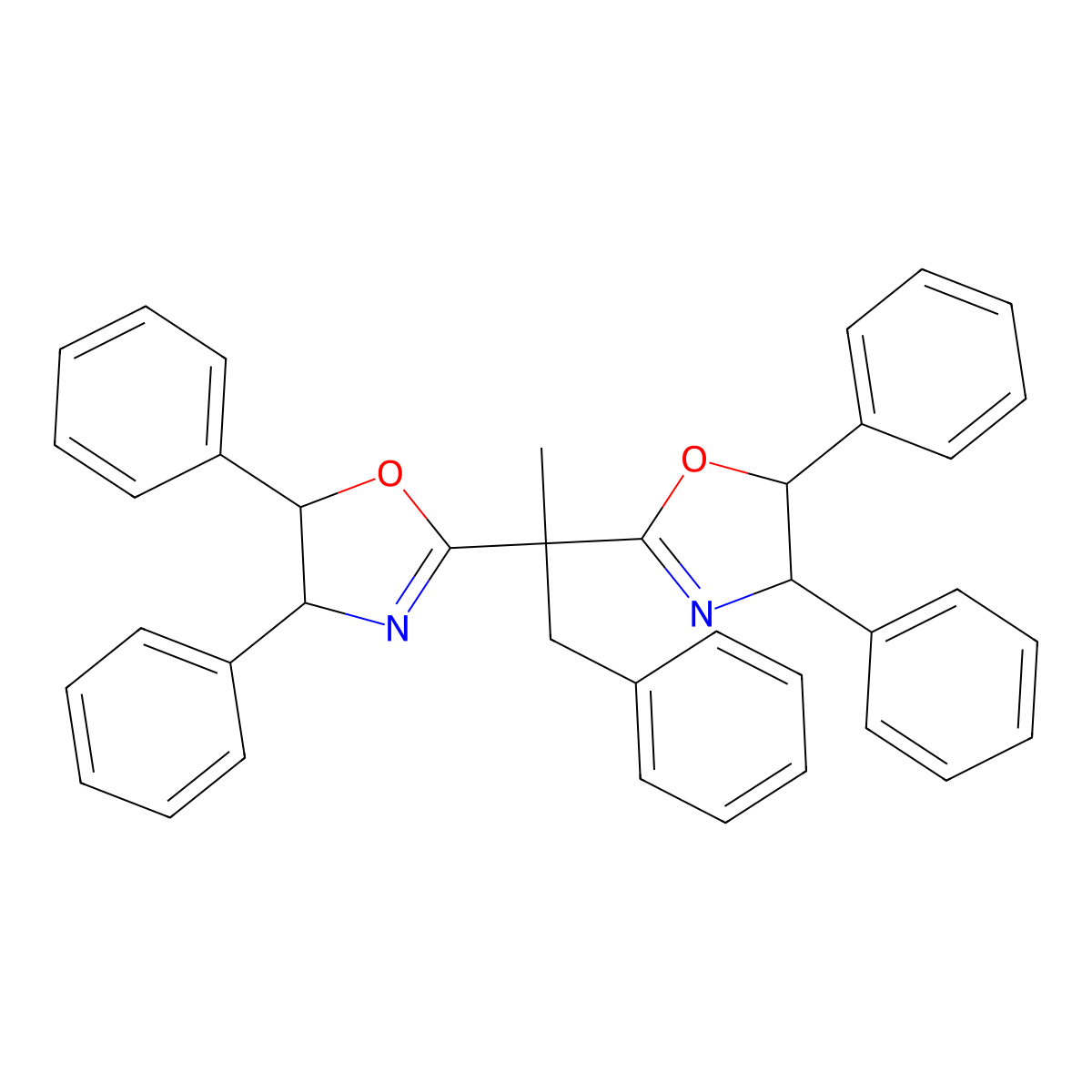 (4R,4'R,5S,5'S)-2,2'-(1-Phenylpropane-2,2-diyl)bis(4,5-diphenyl-4,5-dihydrooxazole) molecular structure, CAS 1884128-70-4