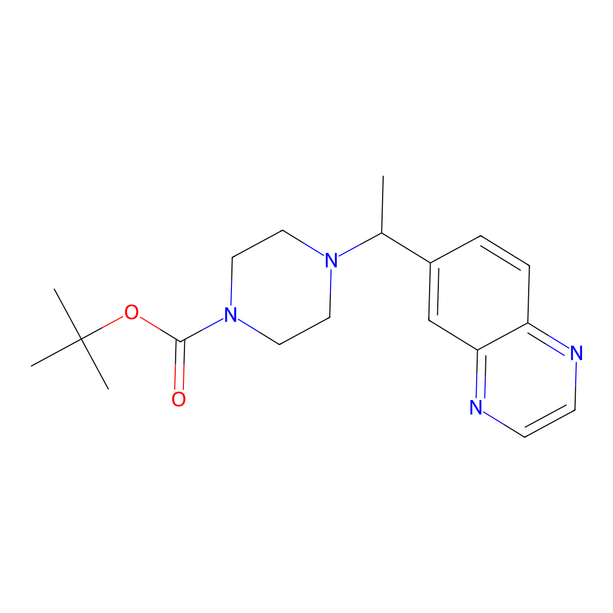 Tert-butyl 4-(1-quinoxalin-6-ylethyl)piperazine-1-carboxylate molecular structure, CAS 1884155-62-7