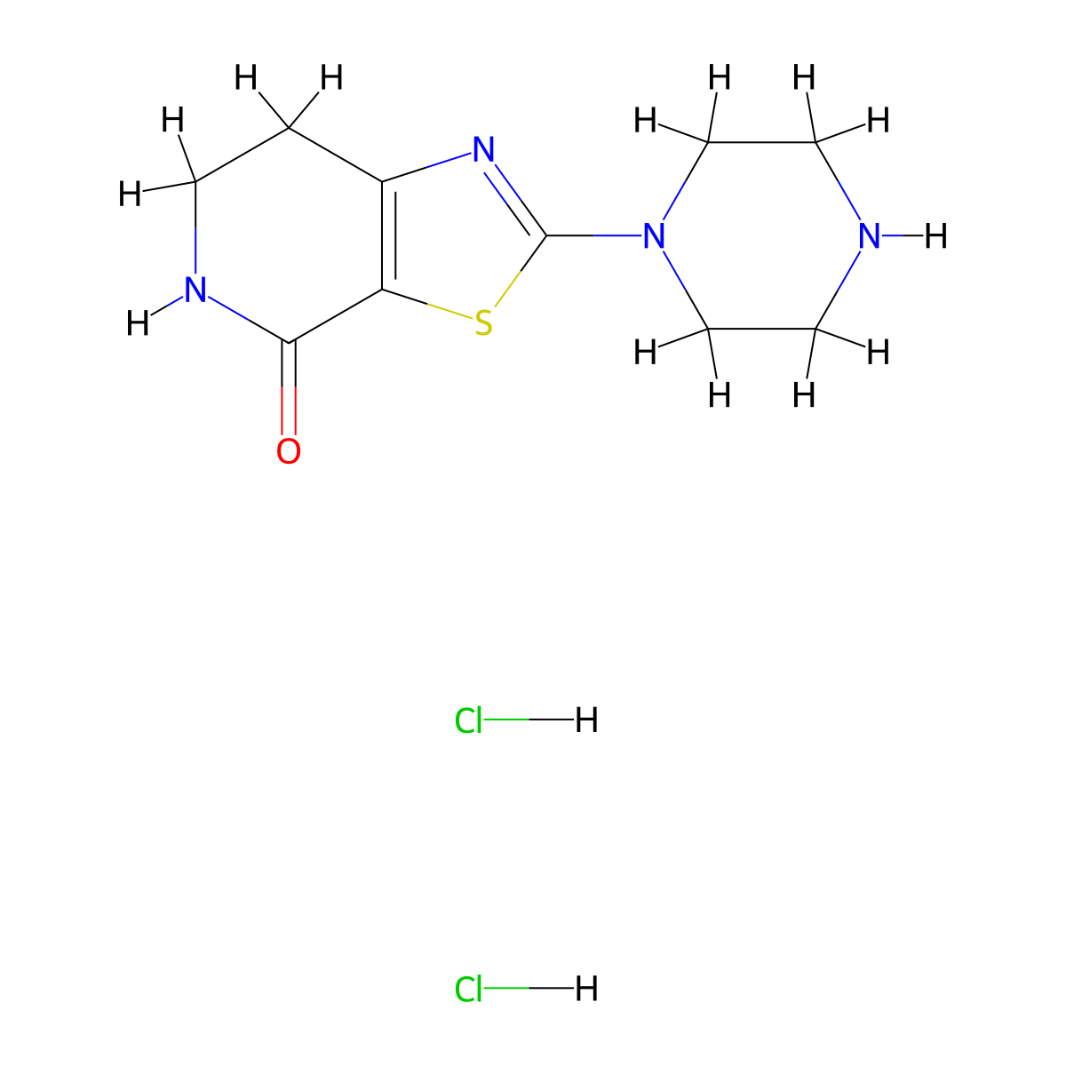 2-(Piperazin-1-YL)-6,7-dihydrothiazolo[5,4-C]pyridin-4(5H)-one 2hcl molecular structure, CAS 1884155-82-1