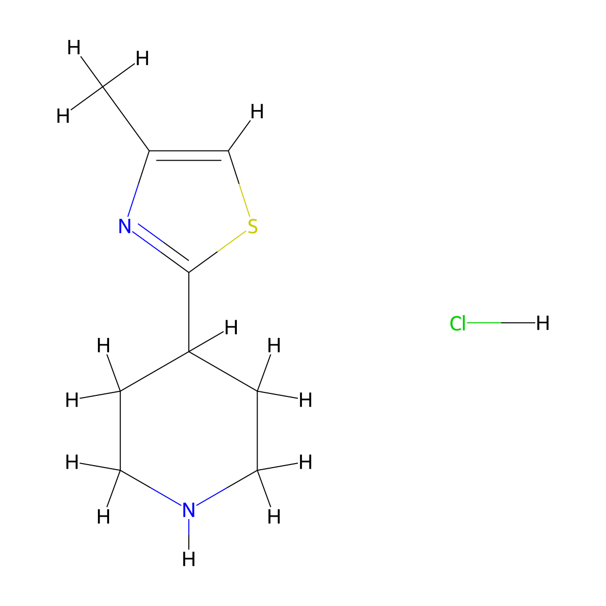 4-Methyl-2-(piperidin-4-YL)thiazole hcl molecular structure, CAS 1884155-90-1